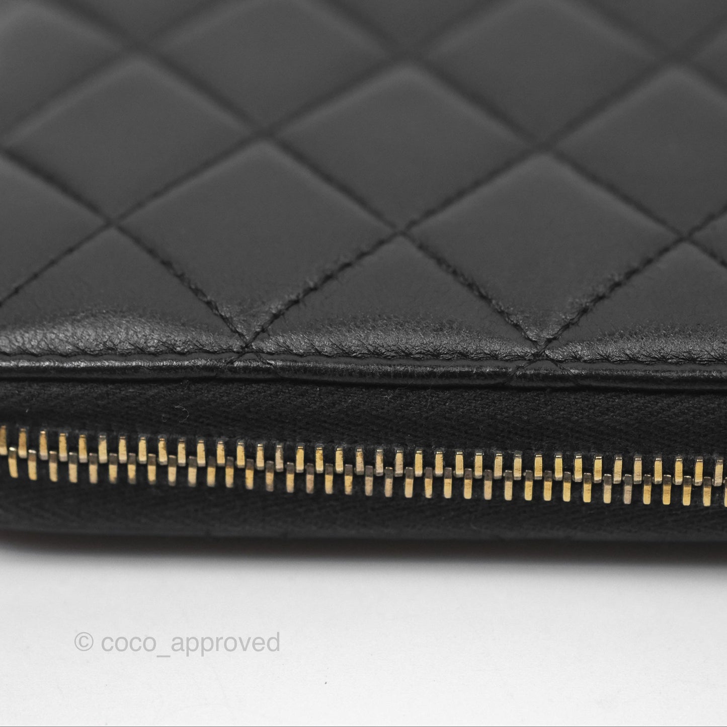 Chanel Zip Around Organiser Wallet Black Lambskin Gold Hardware