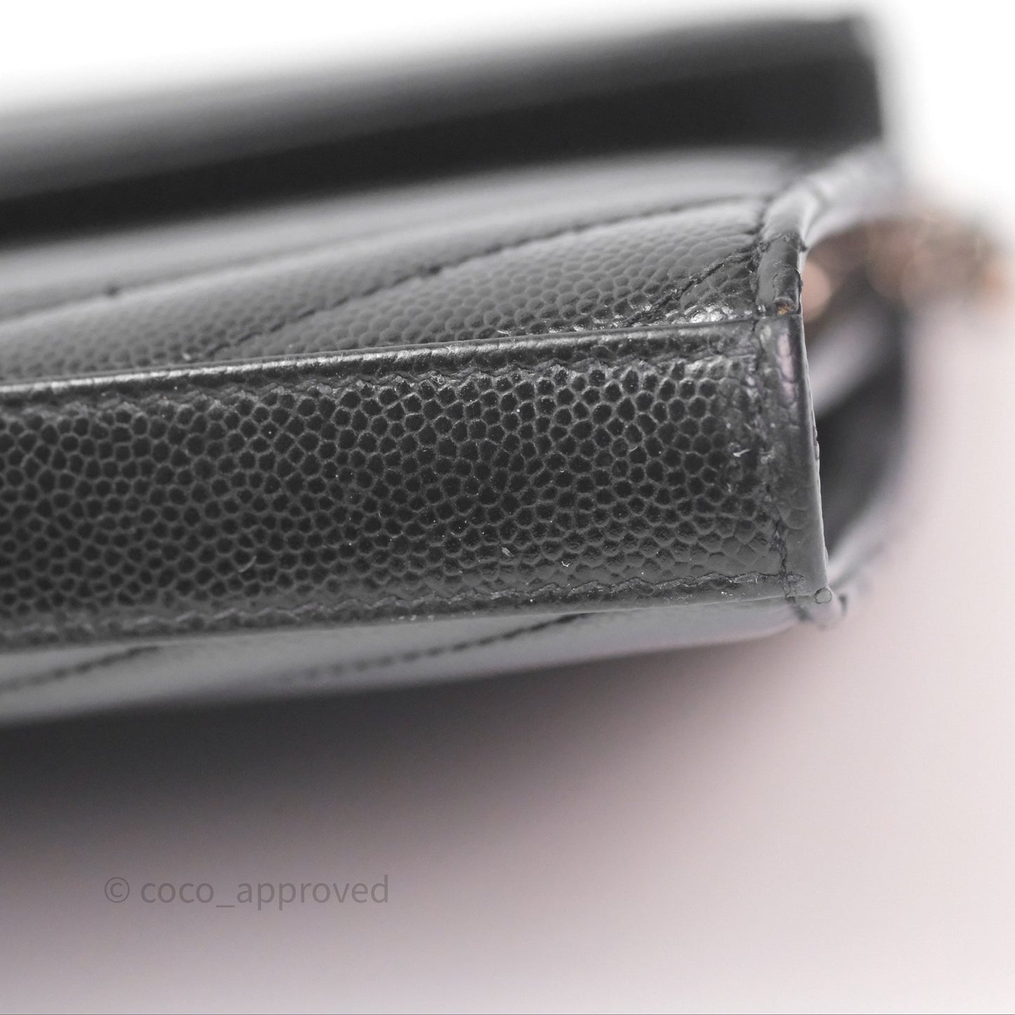 Saint Laurent Wallet on Chain WOC Black Grained Leather Sliver Hardware