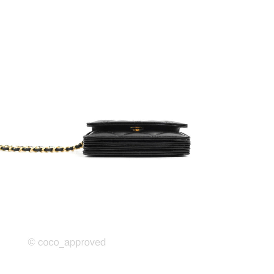 Chanel Flap Card Holder with Cuff Black Lambskin Gold Hardware