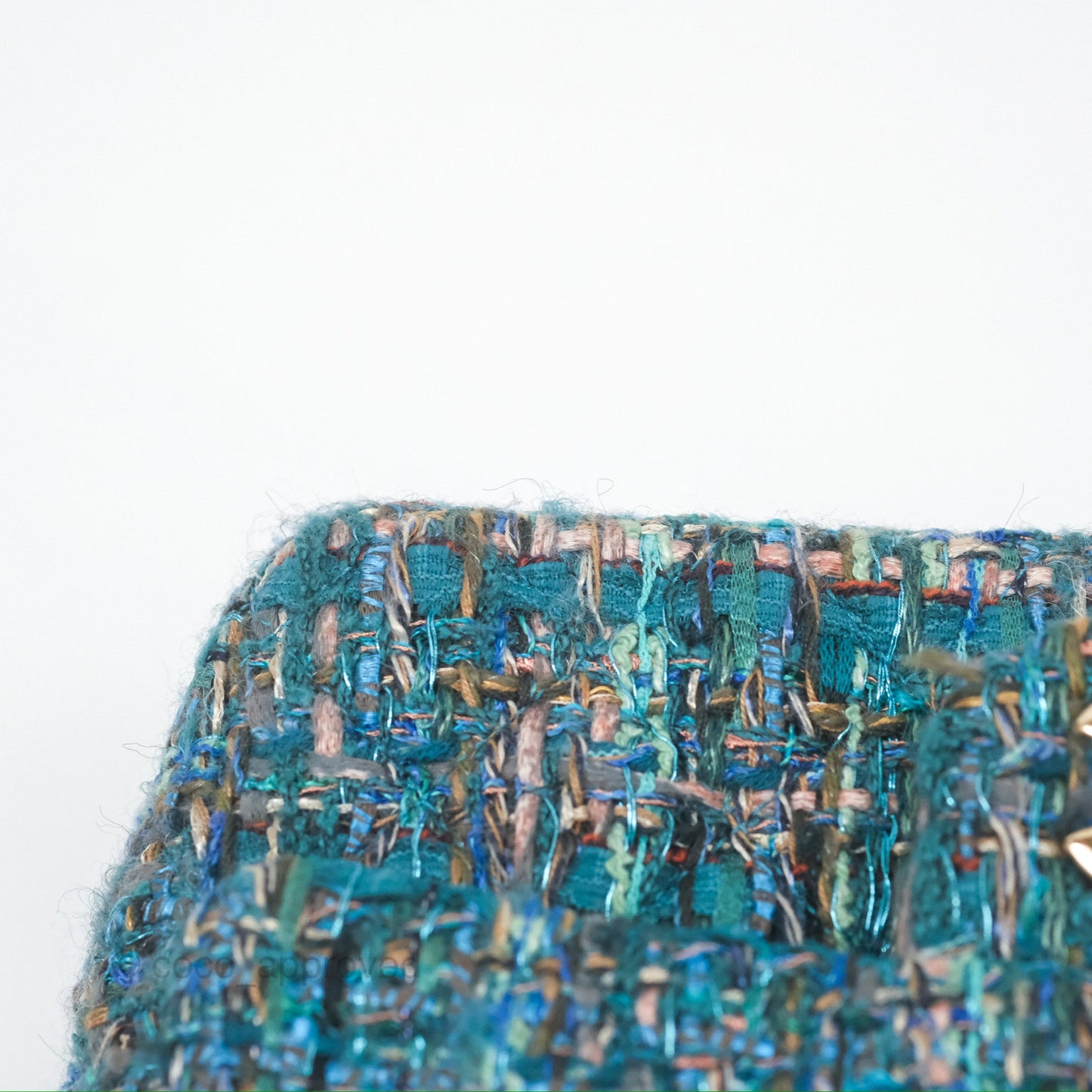 Chanel Mini Rectangular Flap Teal Tweed Gold Hardware