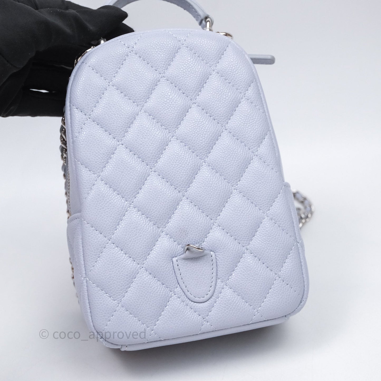 Chanel Classic Mini Backpack Light Blue Caviar Silver Hardware
