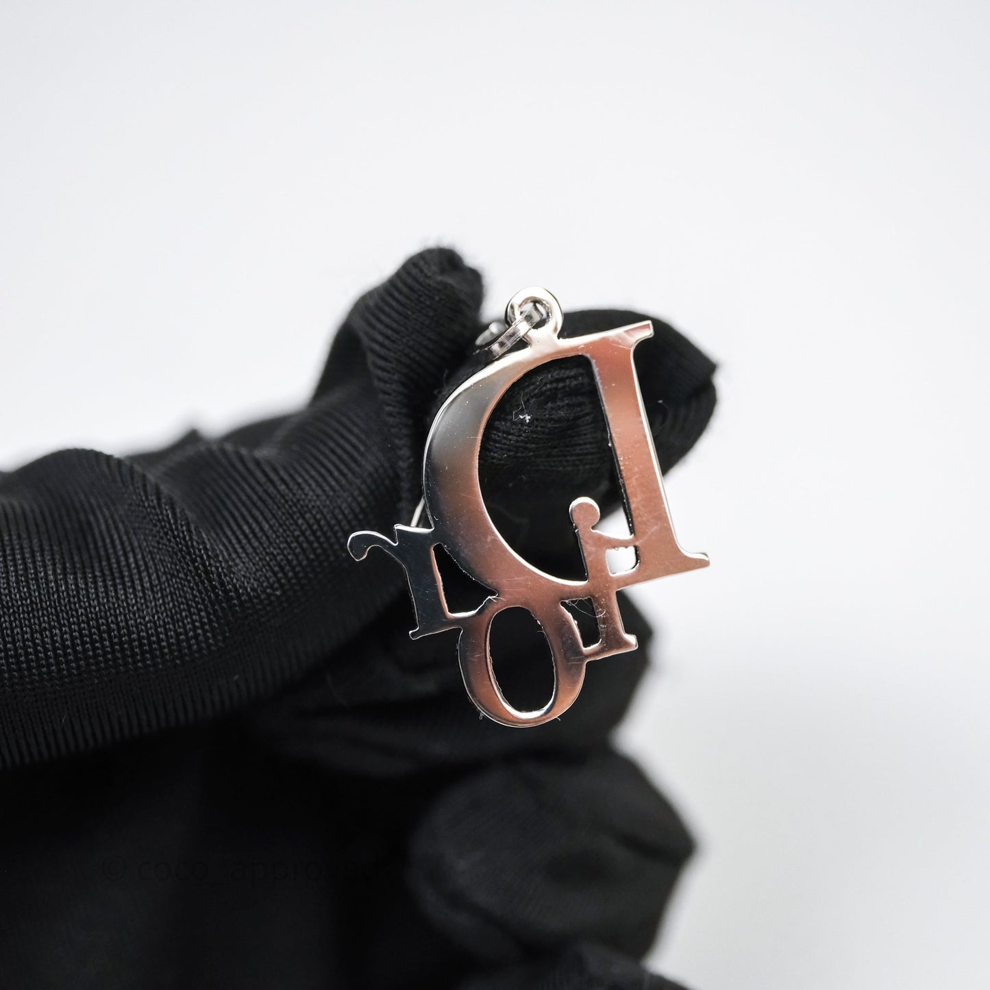 Christian Dior Drop CD Earrings Silver Tone