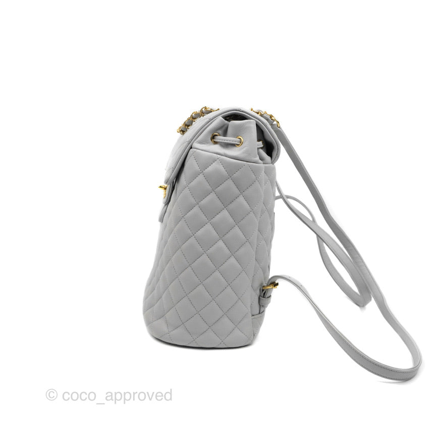 Chanel Large Quilted Urban Spirit Backpack Grey Gold Hardware