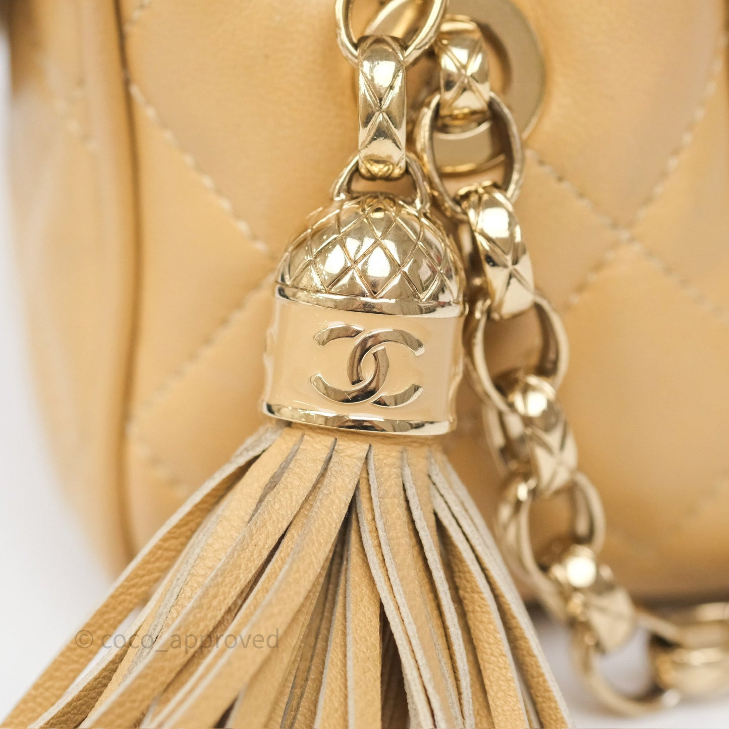 Chanel Coco Vintage Camera Case Beige Calfskin Gold Hardware