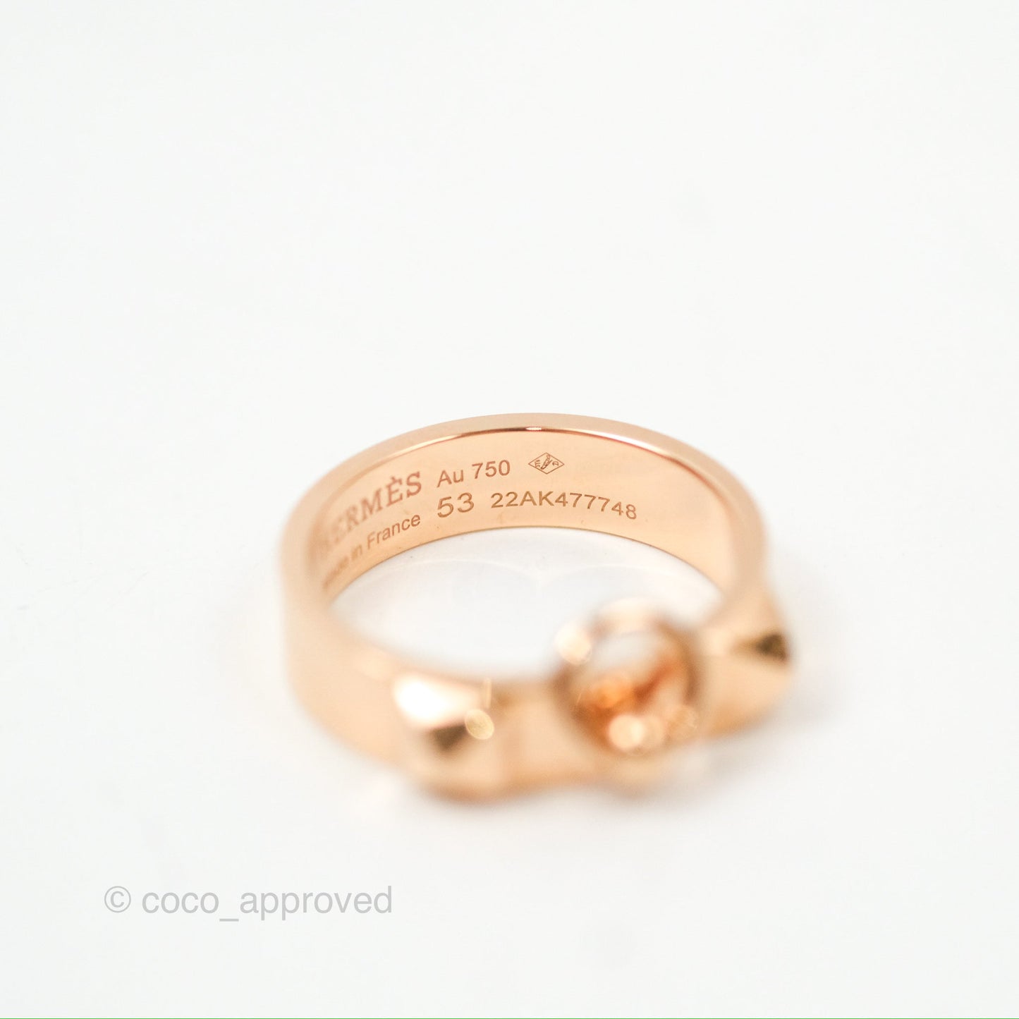 Hermes Collier de Chien Ring Small Model Rose Gold Size 53