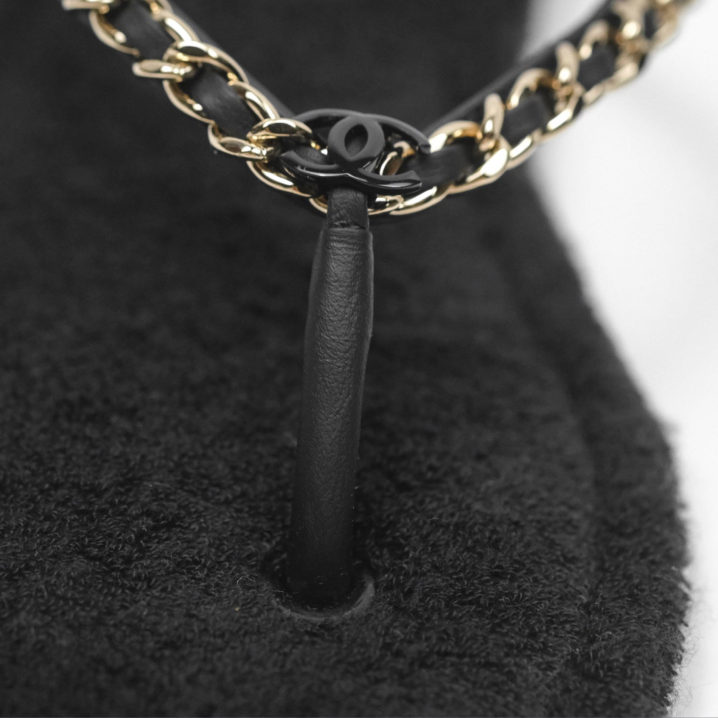 Chanel Chain Terry Slide Thong Sandals Black Size 39