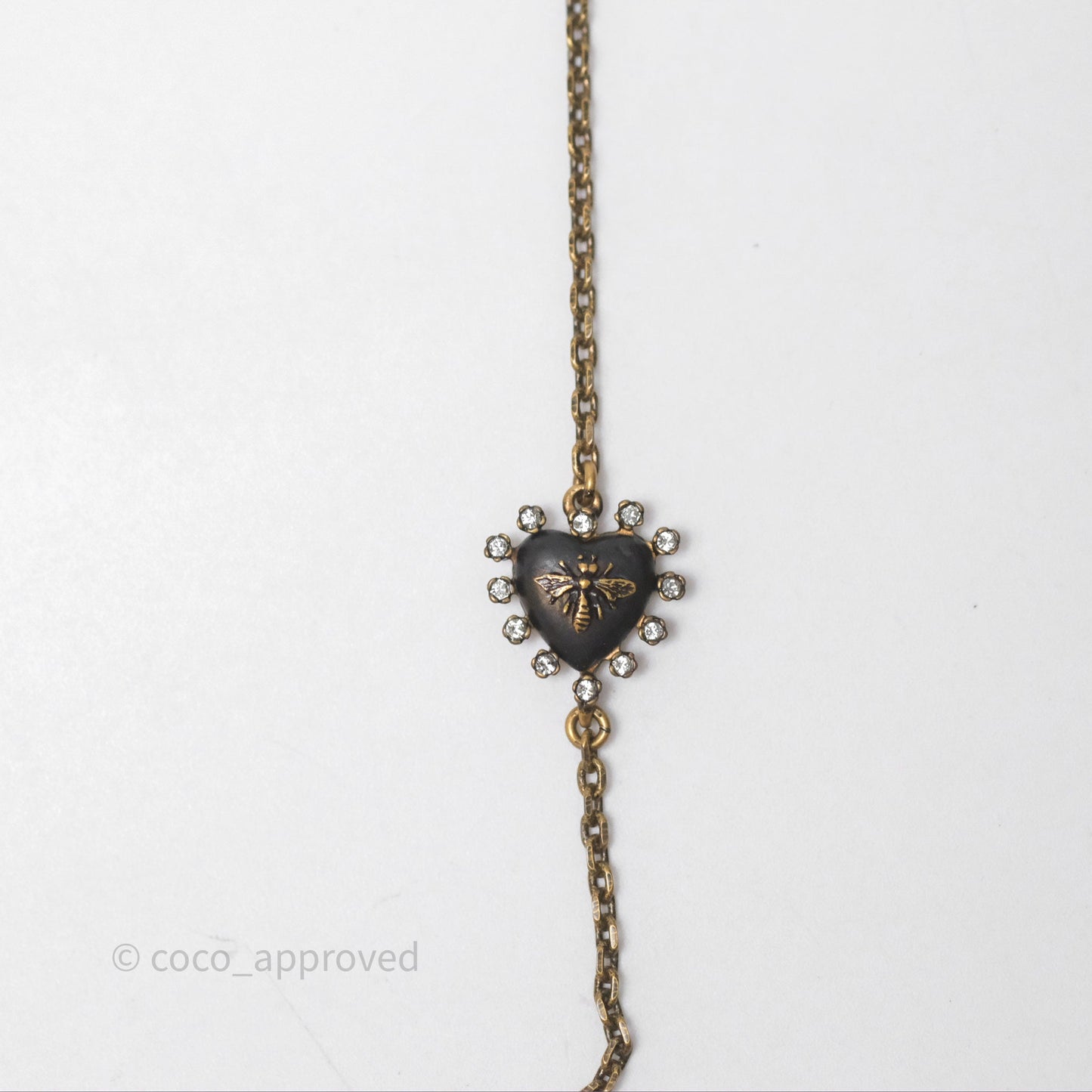 Christian Dior Pearl Crystal Bee Long Necklace Aged Gold Tone