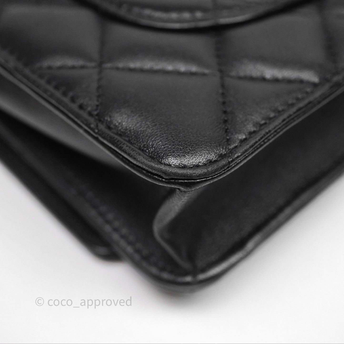 Chanel Quilted WOC Black Lambskin Silver Hardware