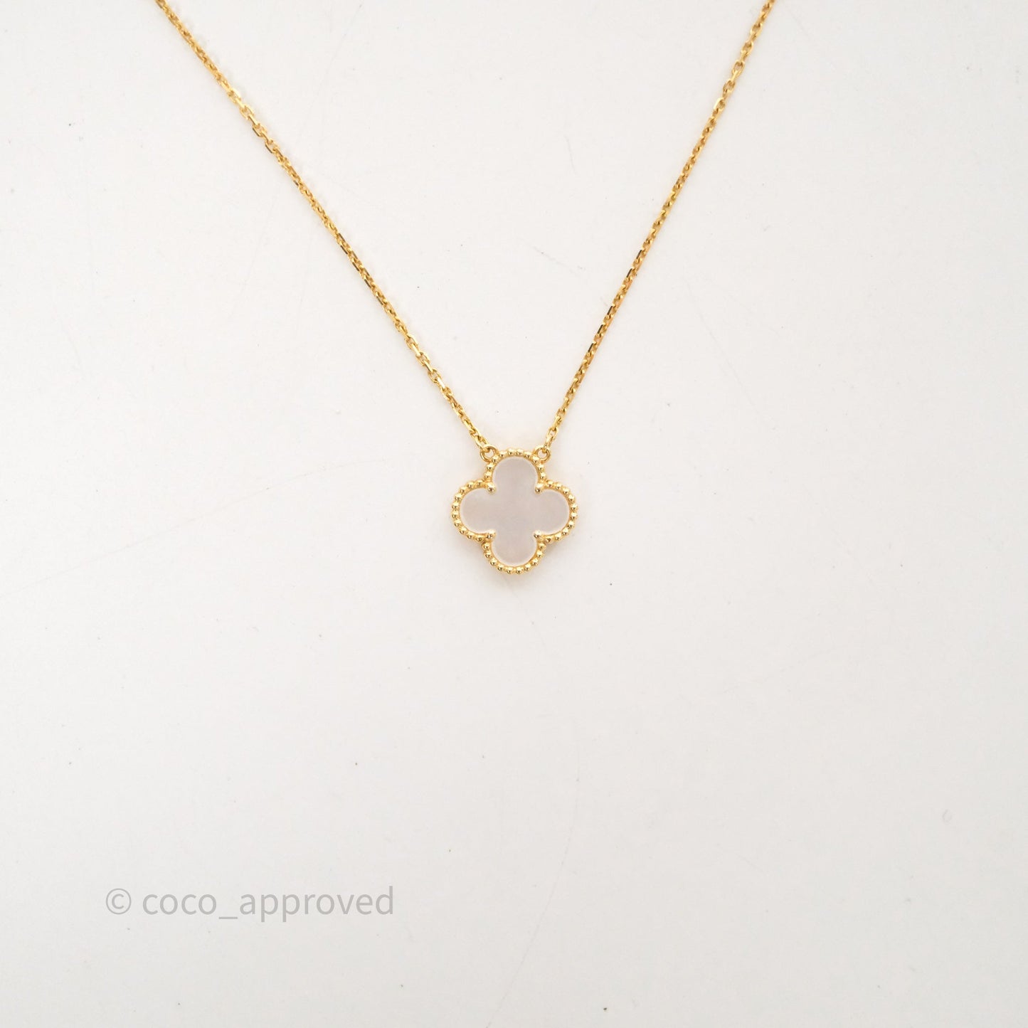 Van Cleef & Arpels Vintage Alhambra Pendant Necklace White Mother-of-pearl Yellow Gold