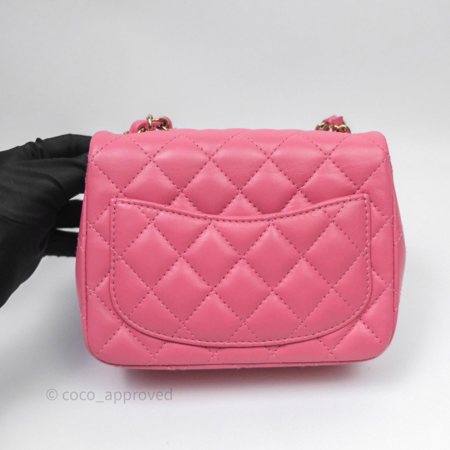 Chanel Quilted Mini Square Pink Lambskin Gold Hardware