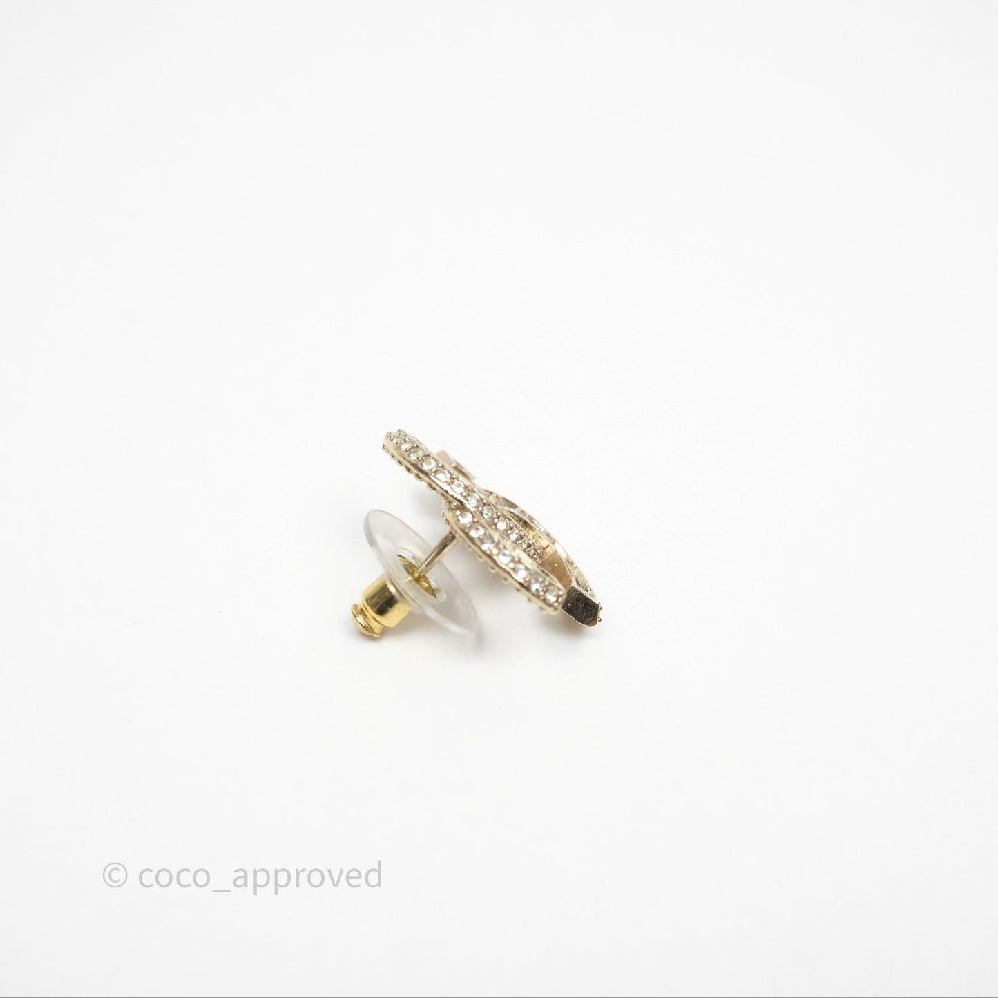 Chanel CC Crystal Earrings Gold Tone 24V