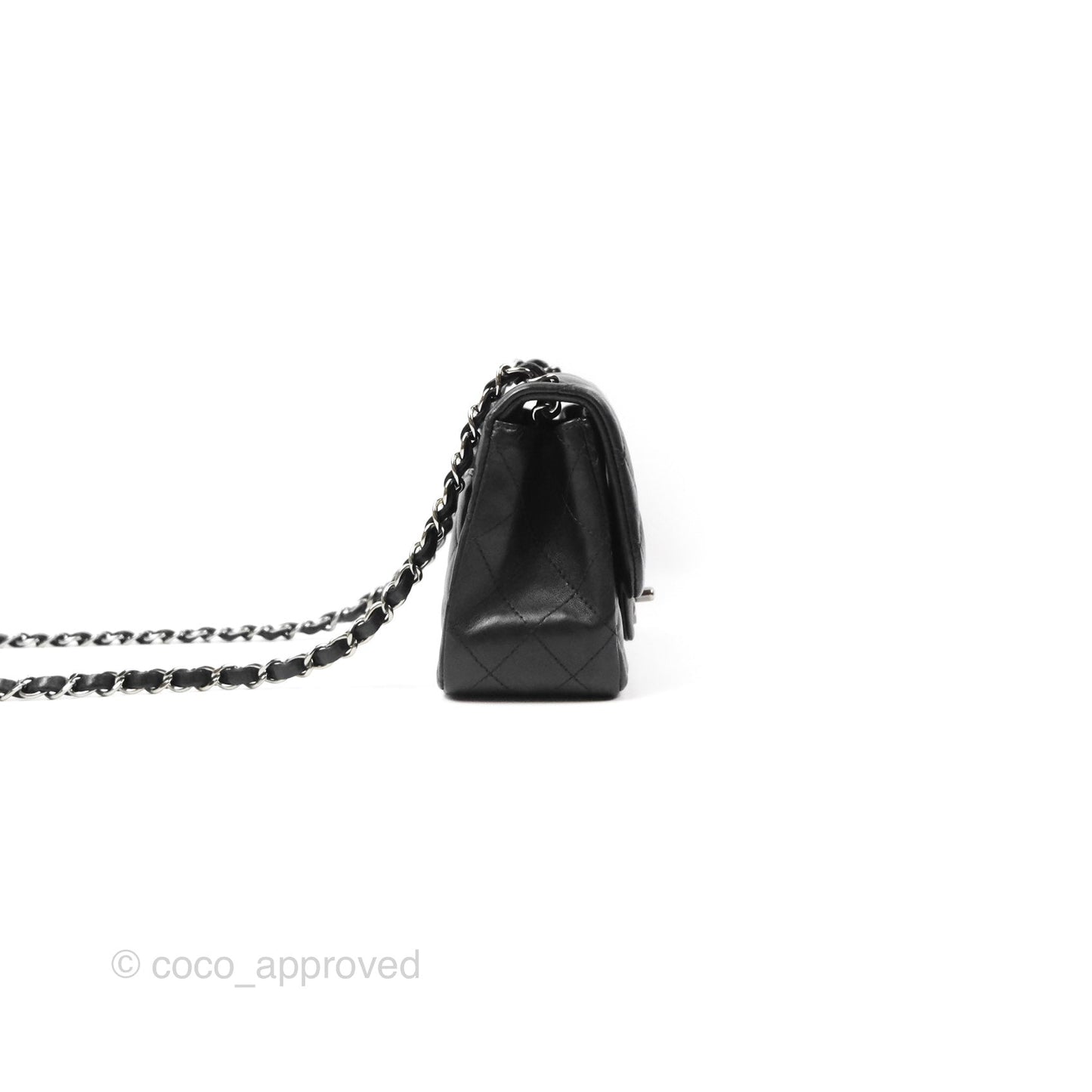 Chanel Mini Square Black Lambskin Dark Silver Hardware
