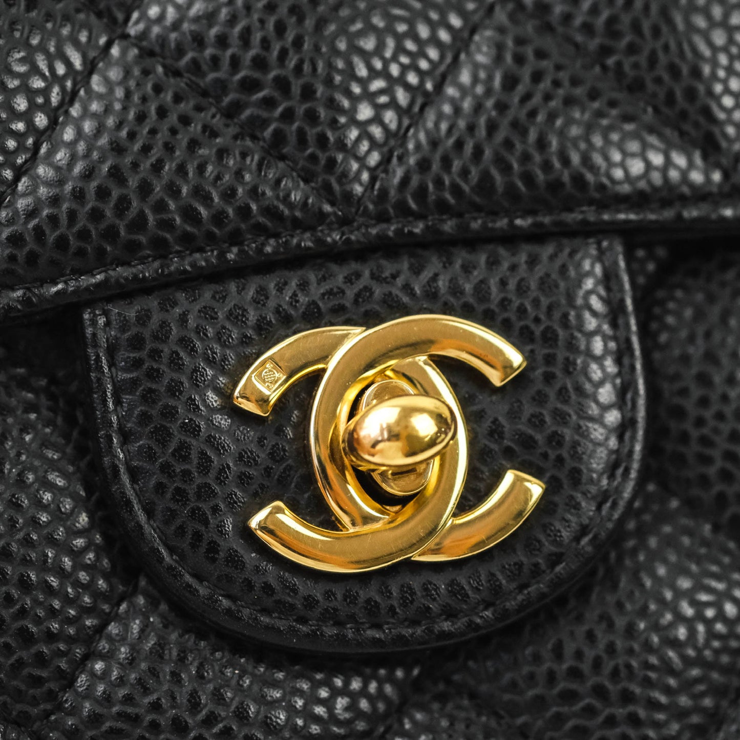Chanel Quilted Vintage Mini Square Flap Black Caviar 24K Gold Hardware