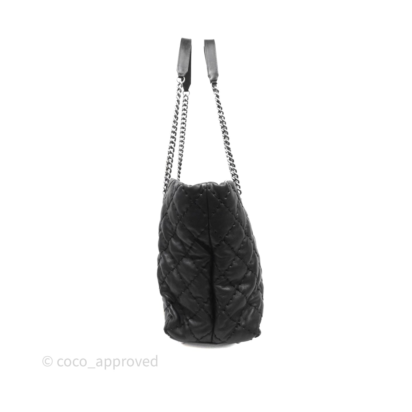 Chanel Ultimate Stitch Shopping Tote Black Calfskin Aged Silver Hardware
