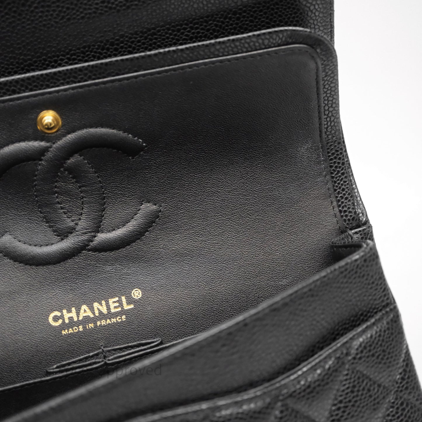 Chanel Classic M/L Medium Flap Quilted Black Caviar Gold Hardware