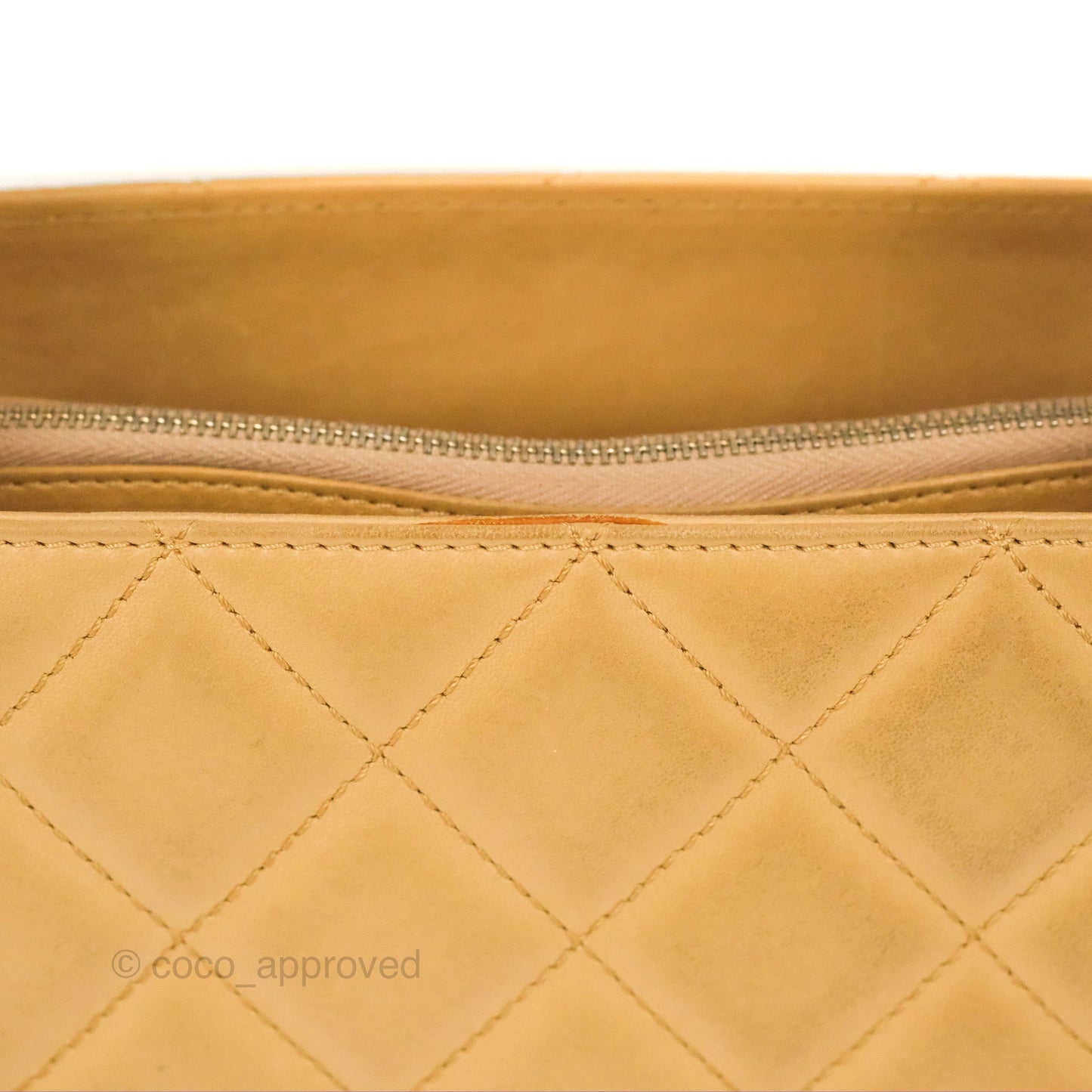 Chanel Vintage Small Top Handle Tote Quilted Beige Lambskin