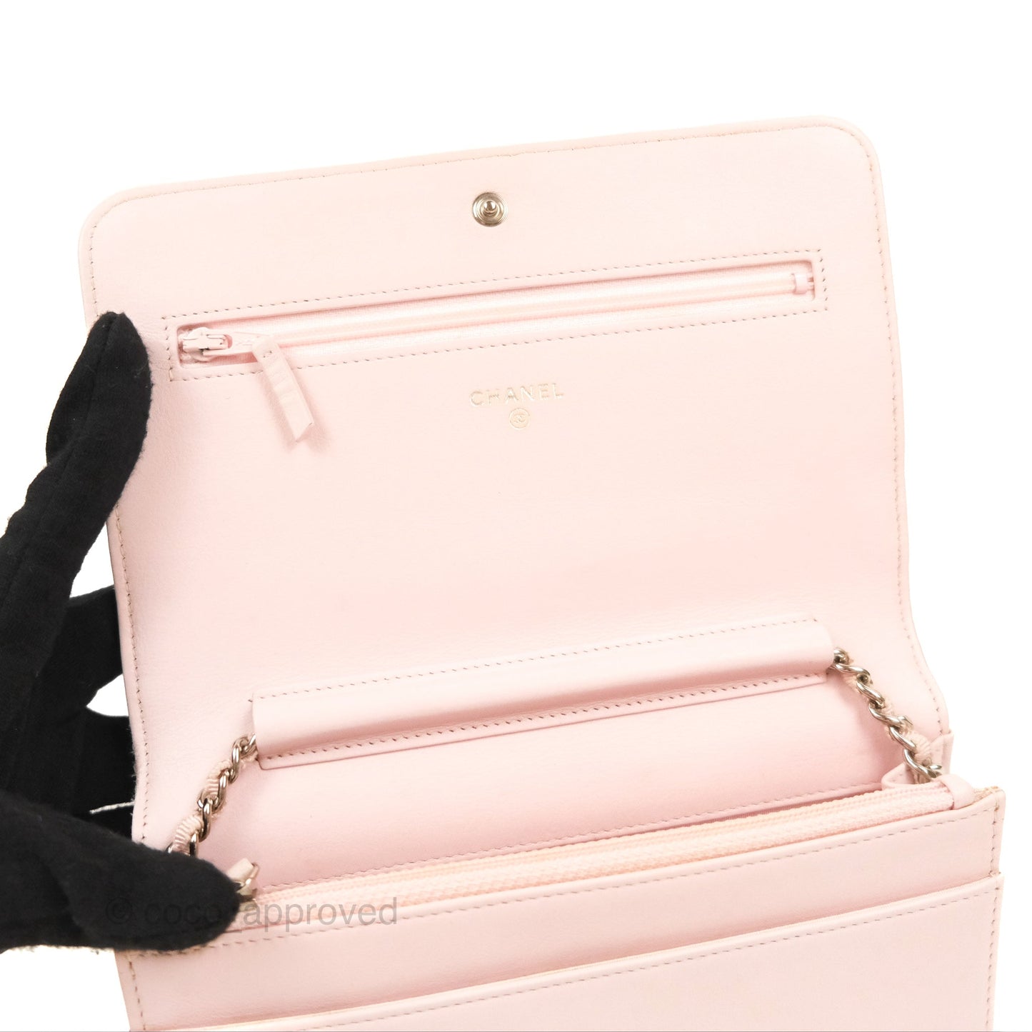 Chanel Deauville Wallet On Chain WOC Pink Canvas Silver Hardware