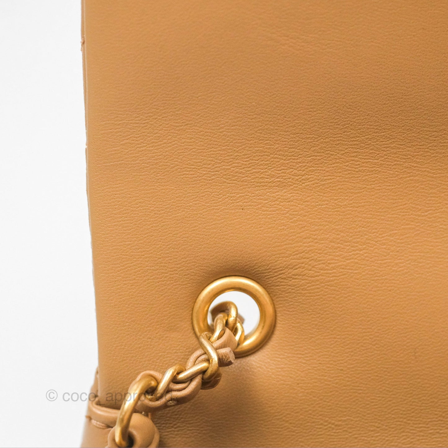 Chanel Mini Flap Bag With Heart CC Charm Beige Lambskin Aged Gold Hardware 22B