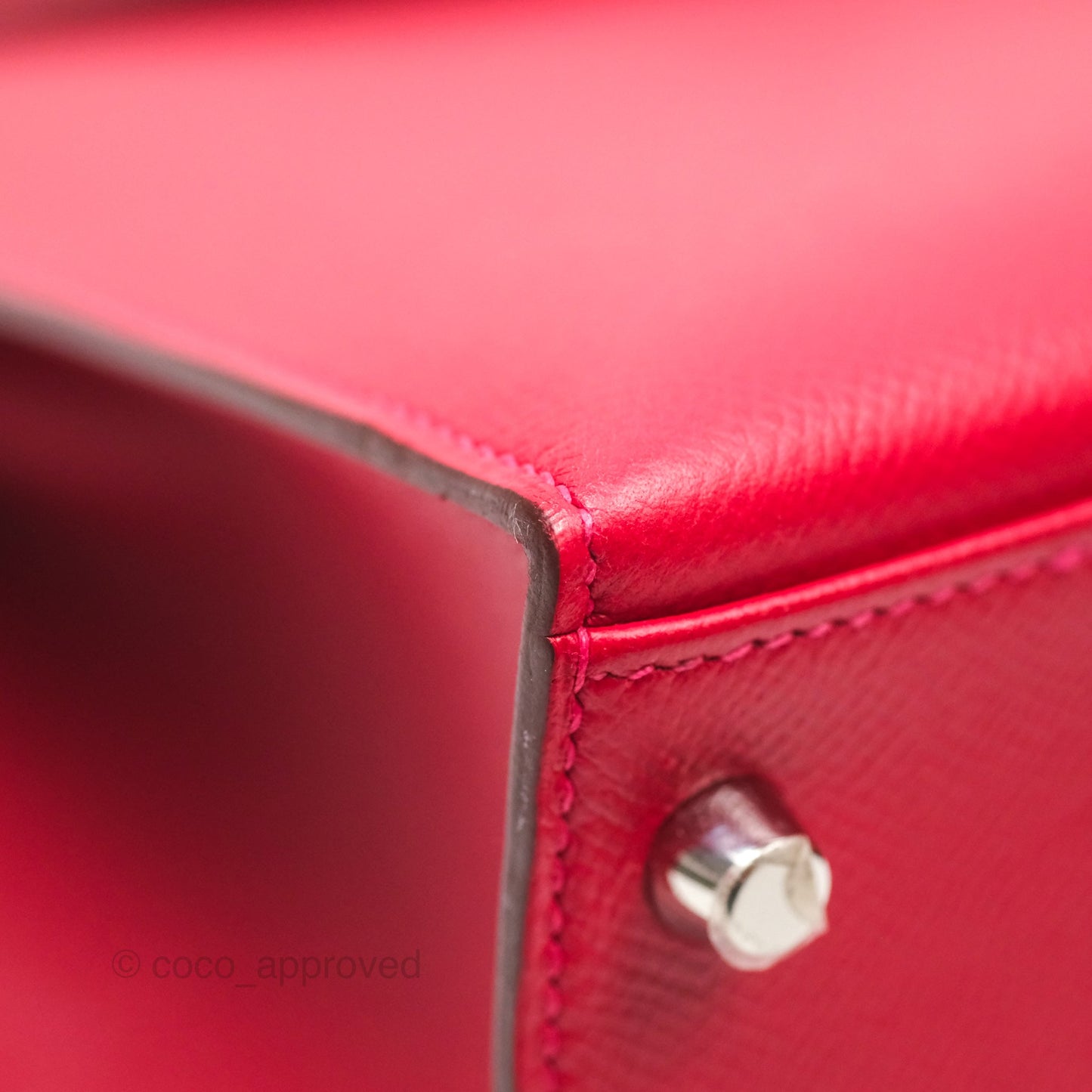 Hermès Kelly 32 Sellier Rouge Casaque Q5 Epsom Palladium Hardware