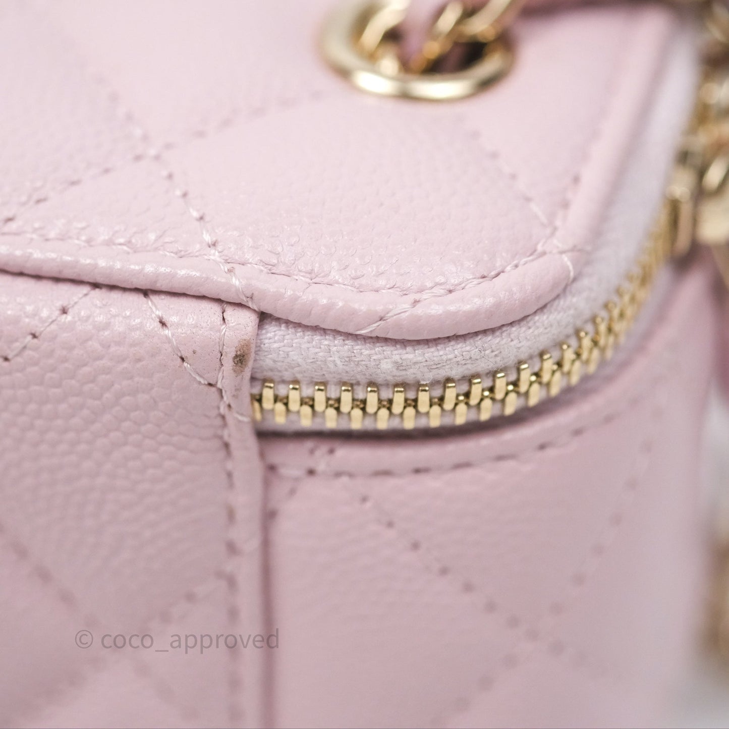 Chanel Mini Vanity With Chain Lilac Caviar Gold Hardware
