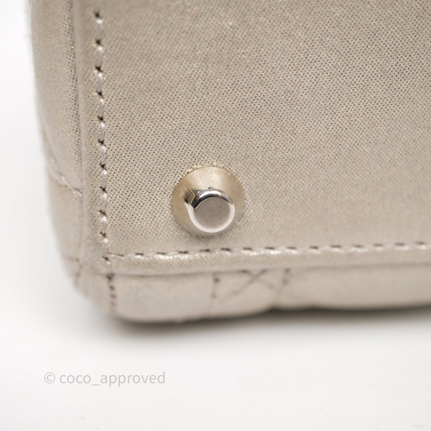 Christian Dior Mini Lady Dior Metallic Silver Nubuck Silver Hardware