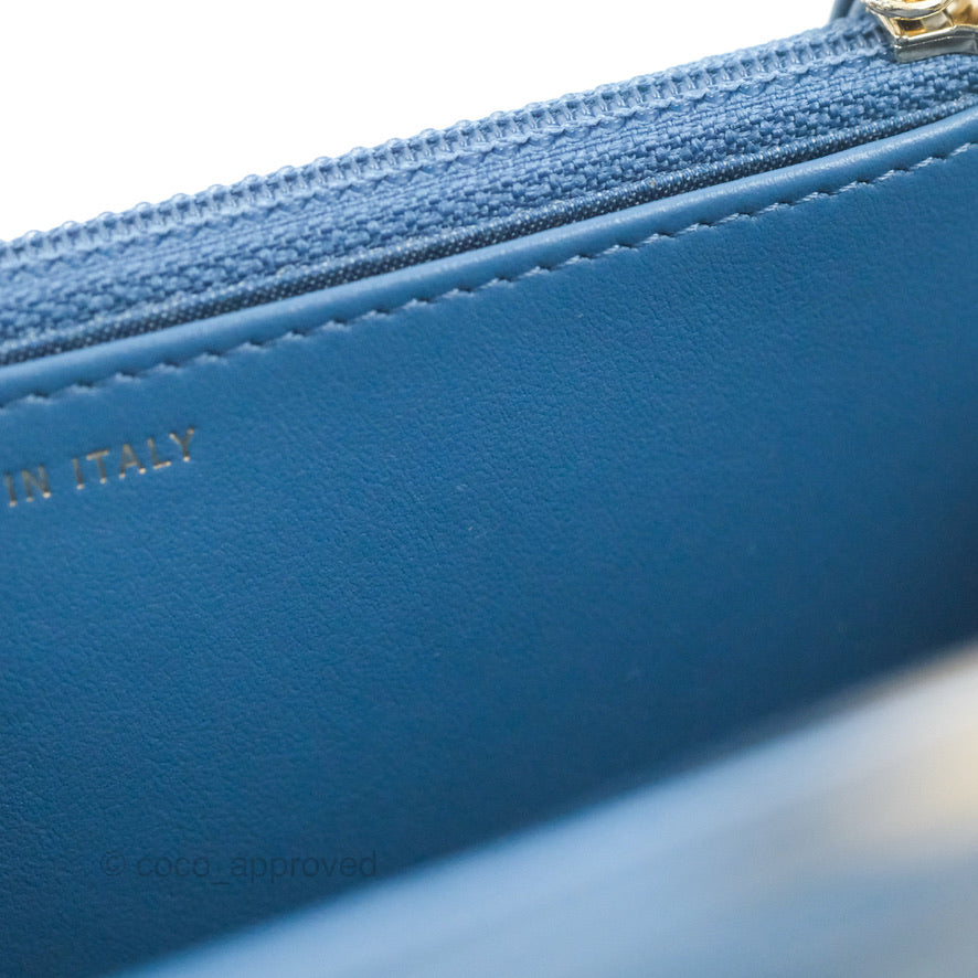 Chanel Quilted Pearl Crush Wallet on Chain WOC Denim Aged Gold Hardware