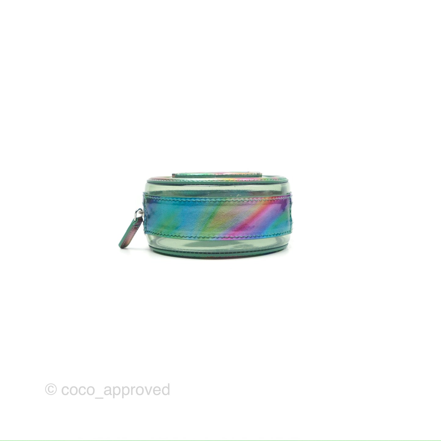 Chanel Filigree Rainbow Green PVC Round Clutch With Chain Silver Hardware 20C