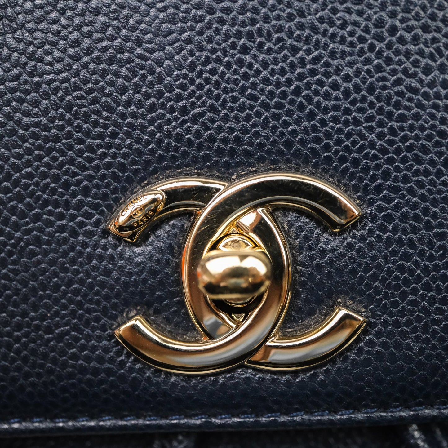 Chanel Quilted Business Affinity Backpack Navy Caviar Light Gold Hardware