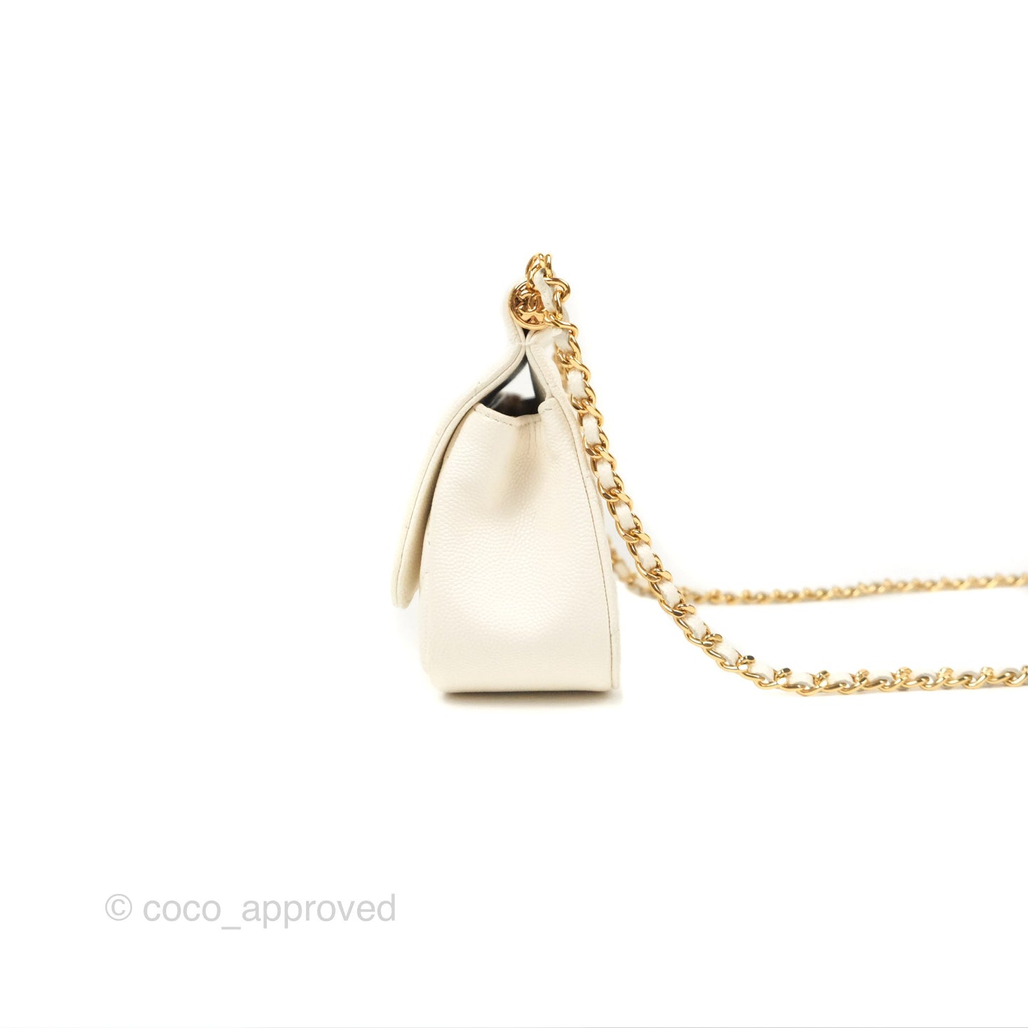 Chanel Clutch with Chain Ivory White Caviar Gold Hardware 22K