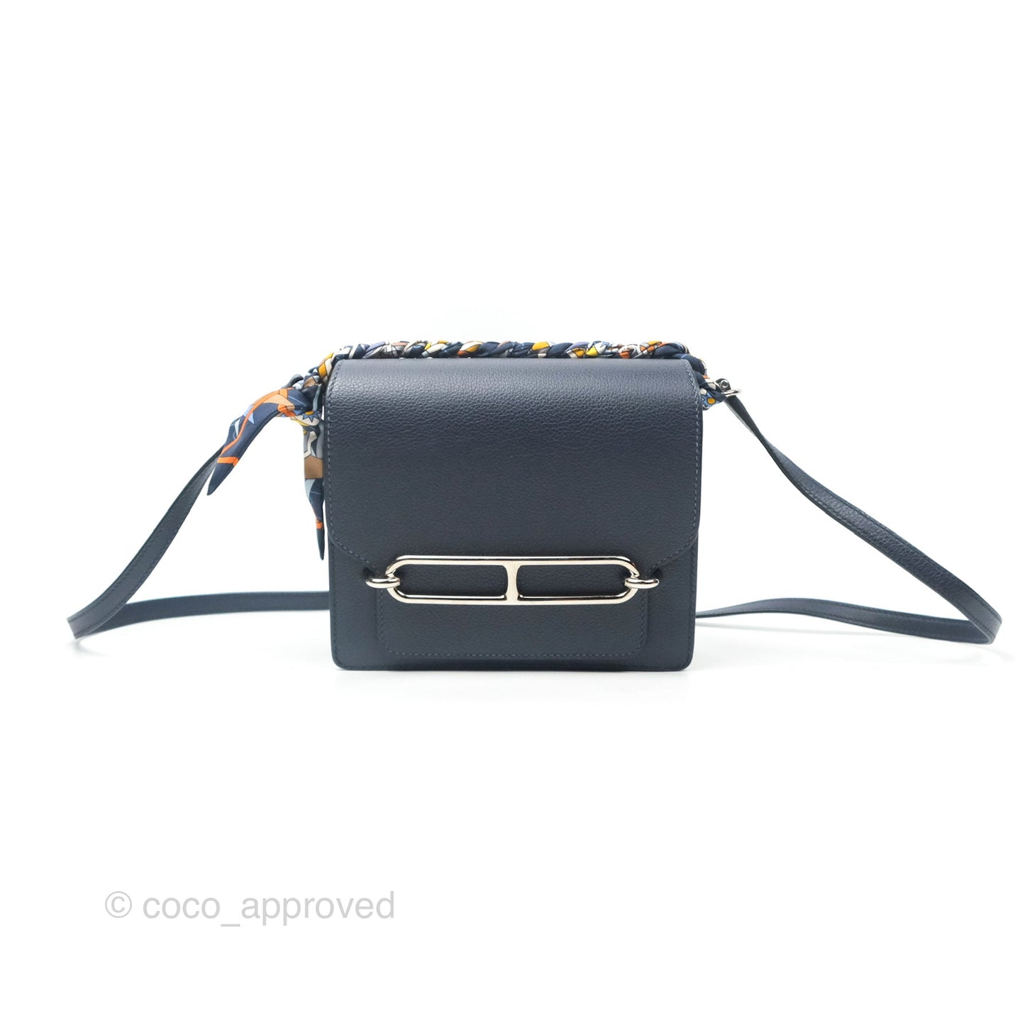 Hermès Roulis Mini 18 Blue Nuit Evercolor Palladium Hardware
