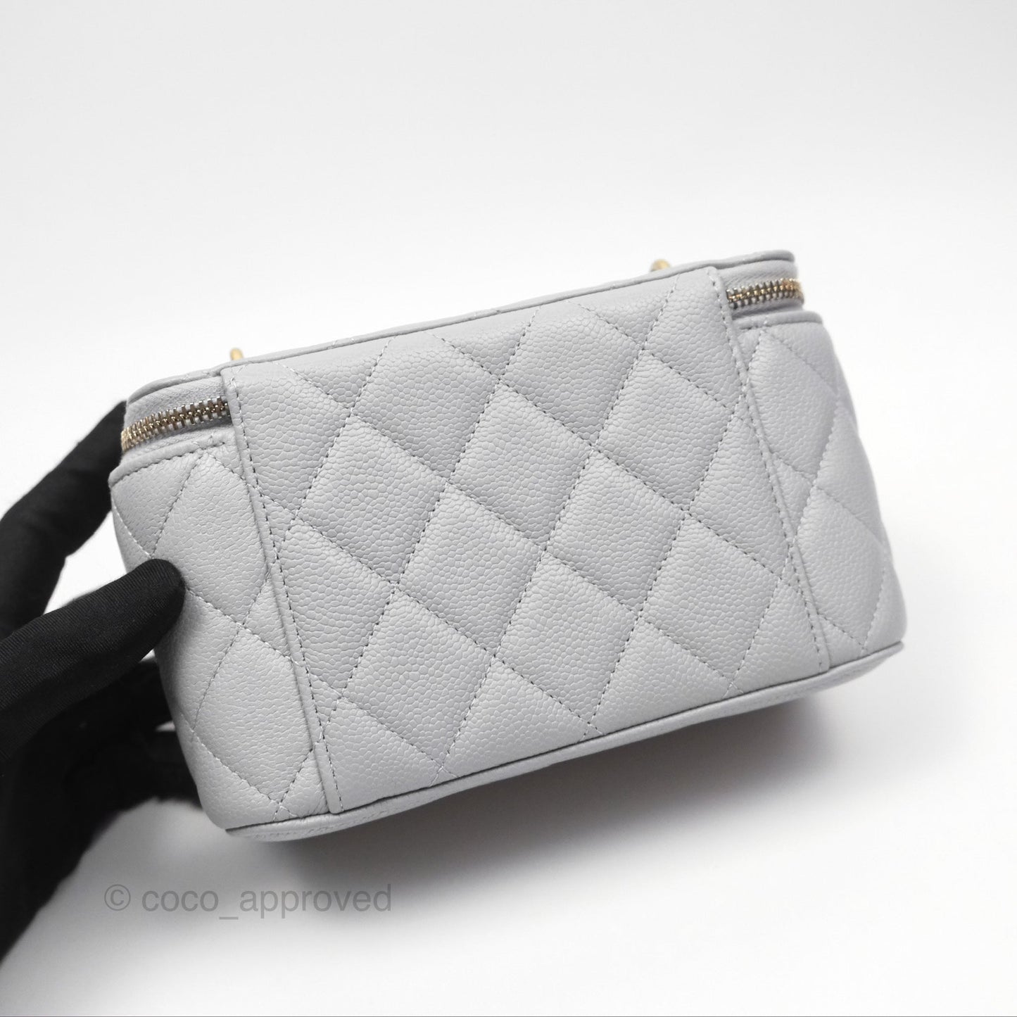 Chanel Vanity with Heart Adjustable Chain Grey Caviar Aged Gold Hardware
