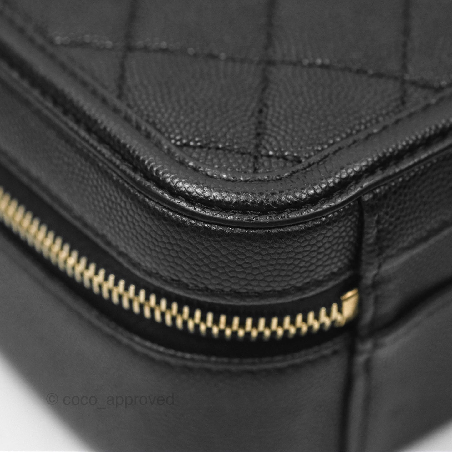 Chanel Quilted Medium CC Filigree Vanity Case Black Caviar Gold Hardware