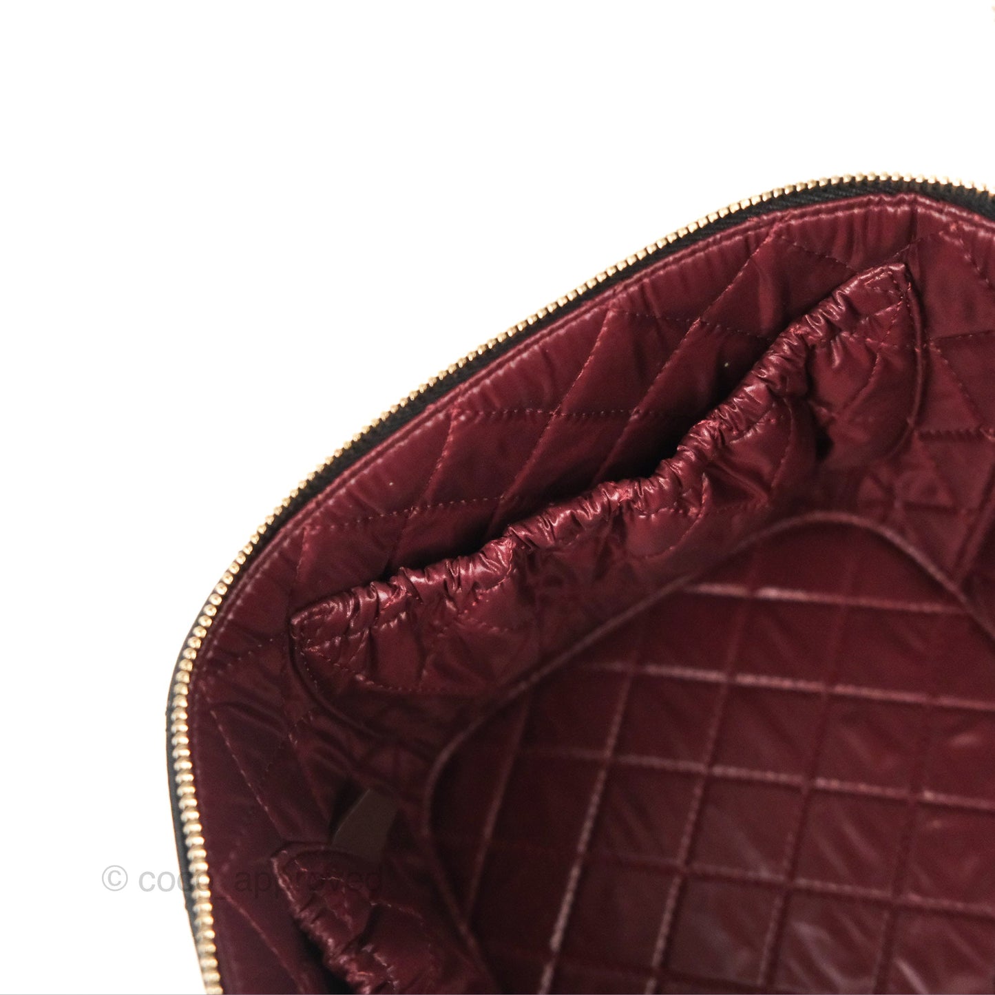 Chanel Classic Cosmetic Vanity Pouch Quilted Black Lambskin Gold Hardware