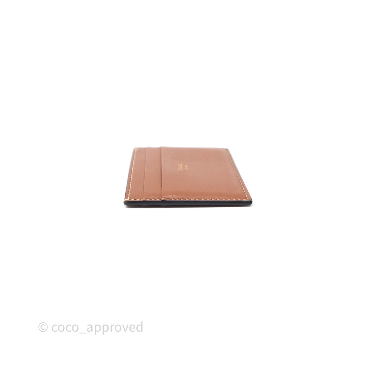 Celine Zipped Purse with Removable Card Holder in Tan Triomphe Canvas/ Lambskin