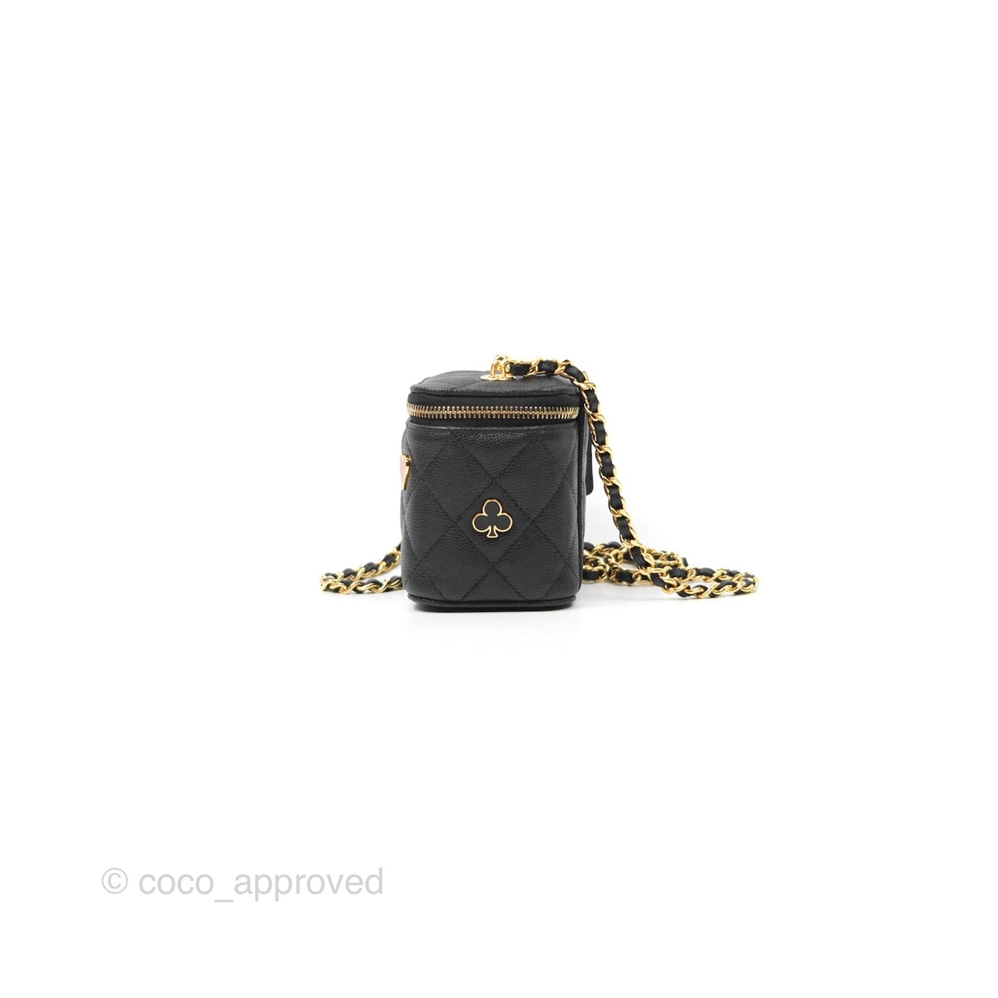 Chanel Mini Poker Vanity With Chain Black Caviar Gold Hardware
