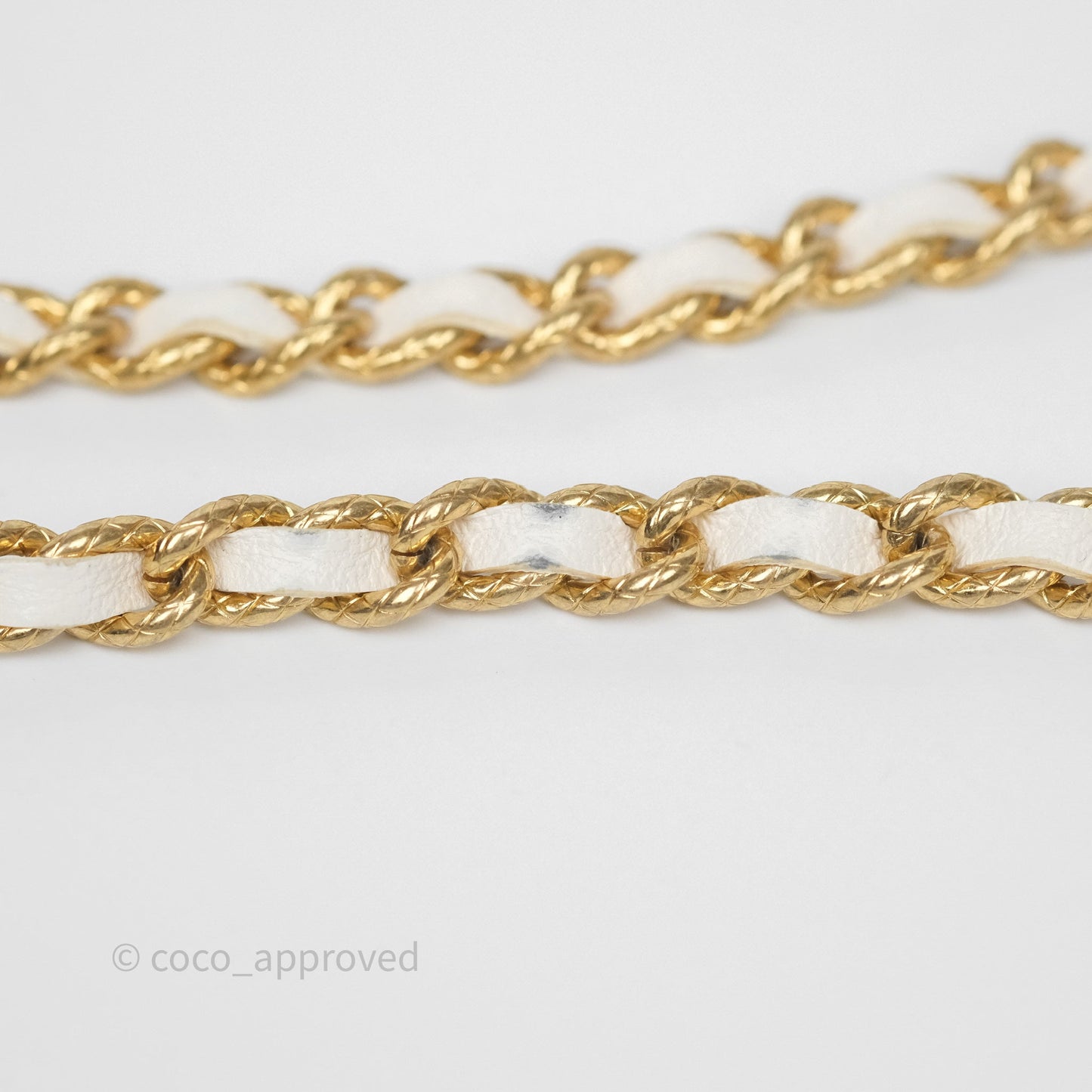 Chanel Dynasty Phone Holder with Chain White Ivory Lambskin Aged Gold Hardware