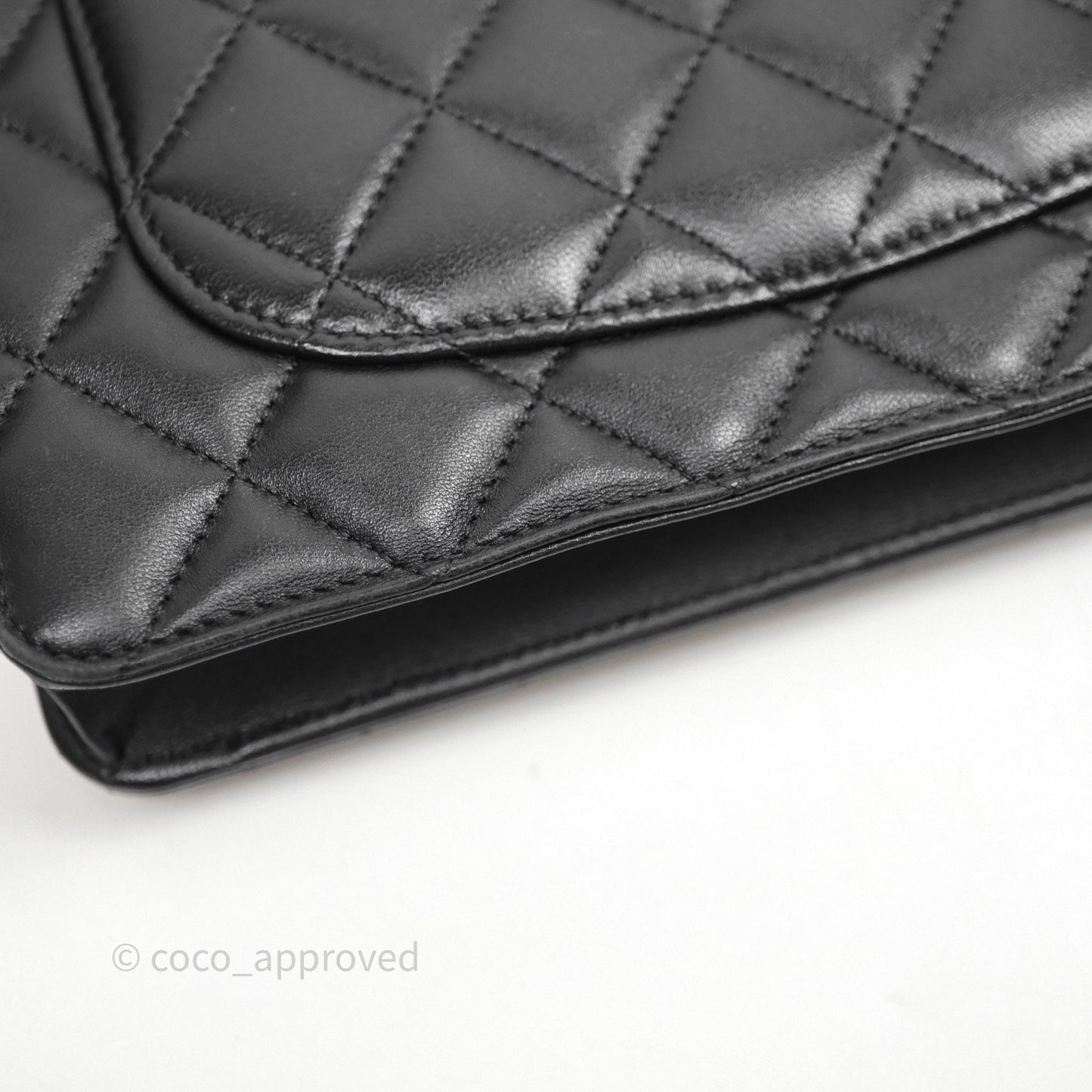 Chanel Quilted WOC Black Lambskin Silver Hardware