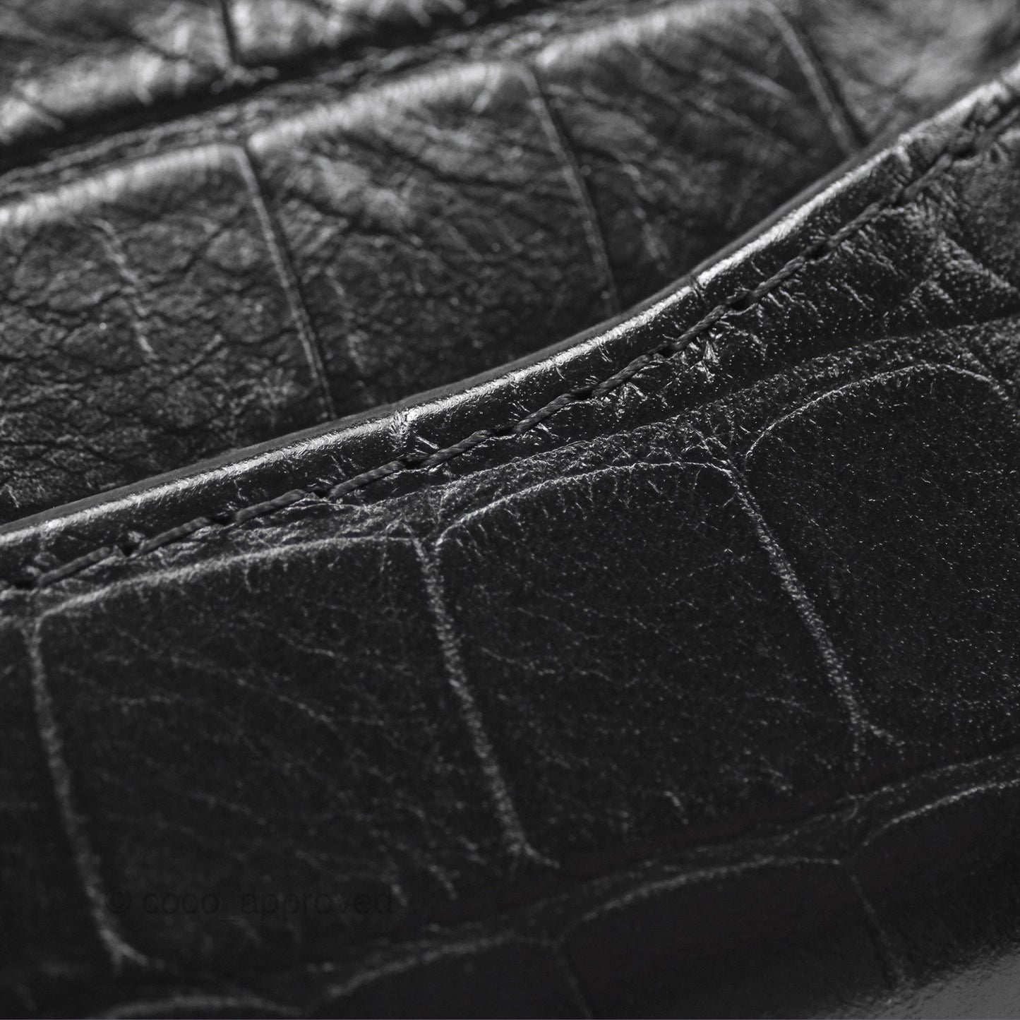 Chanel Small Gabrielle Hobo with Logo Handle Quilted Black Croc Embossed Calfskin