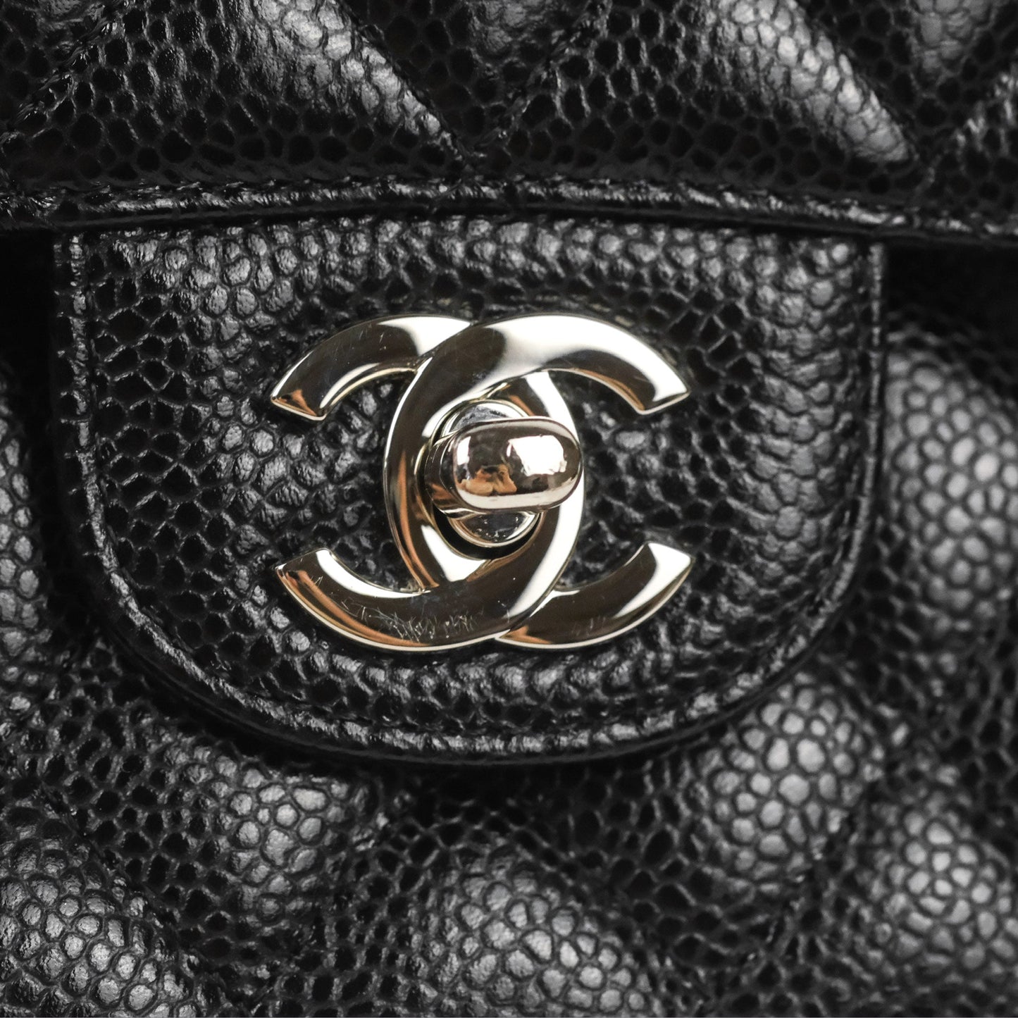 Chanel Classic M/L Medium Flap Quilted Black Caviar Silver Hardware
