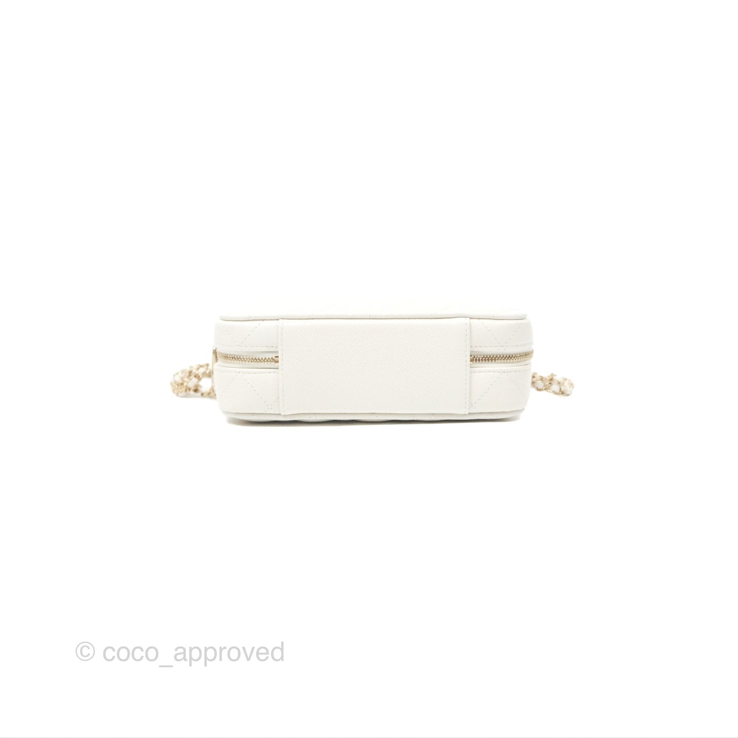 Chanel Quilted Top Handle Vanity White Caviar Gold Hardware