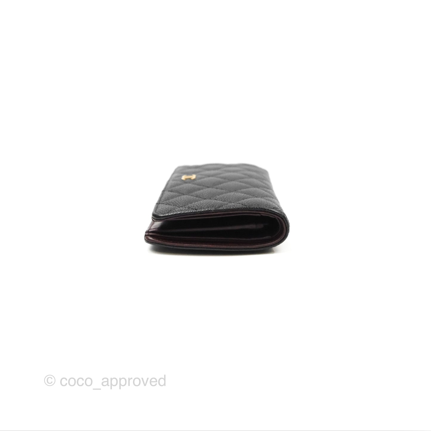 Chanel Classic Quilted Long Wallet Black Caviar Gold Hardware