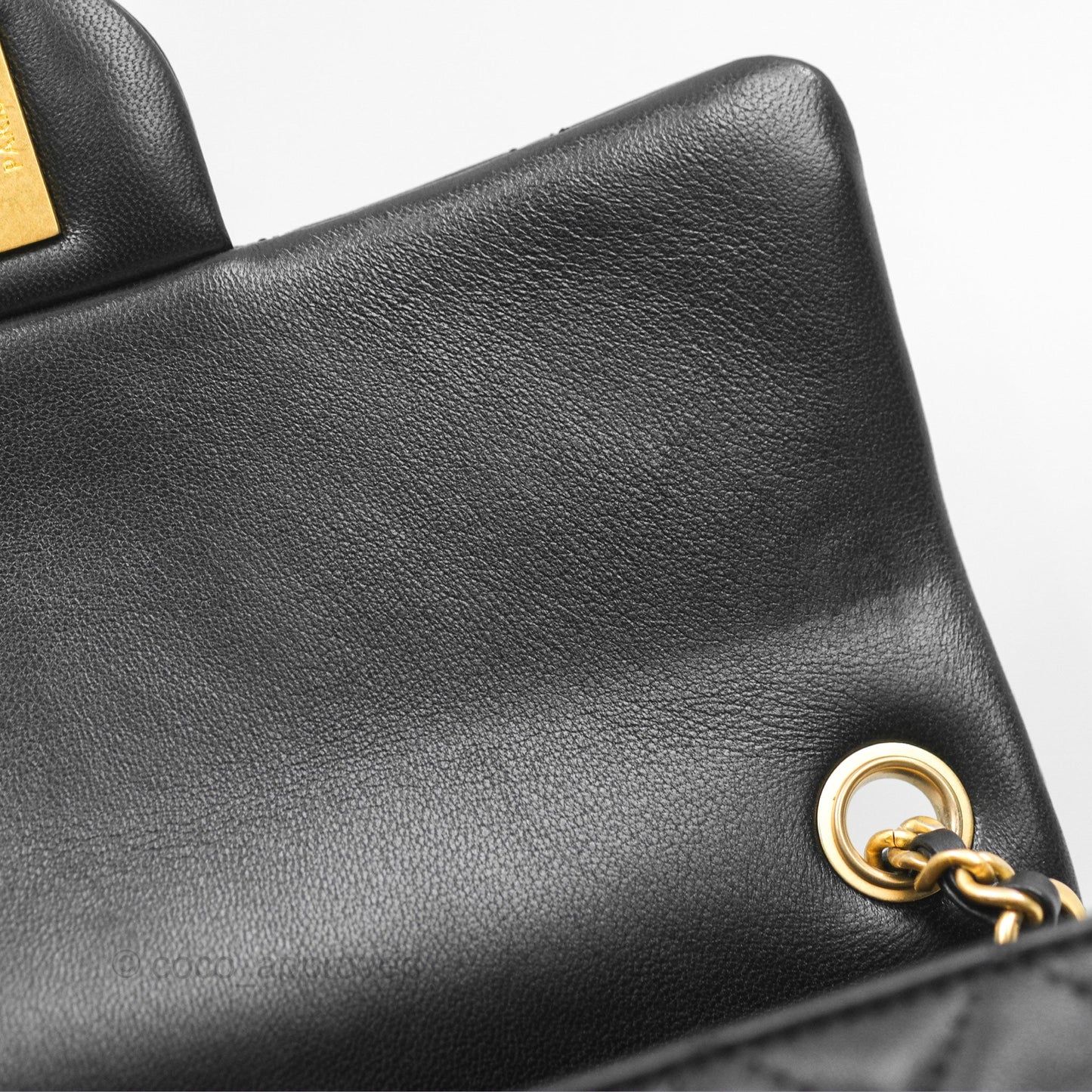 Chanel Pearl Crush Mini Rectangular Quilted Black Lambskin Aged Gold Hardware