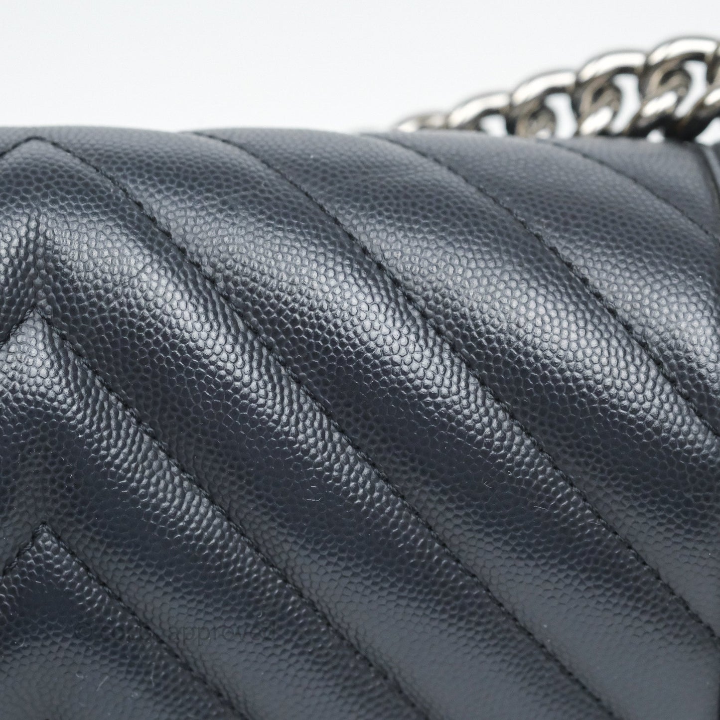 Chanel Medium Boy Chevron Dark Navy Caviar Silver Hardware
