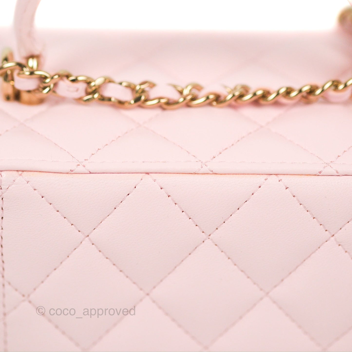 Chanel Vanity Rectangular Top Handle Pink Lambskin Gold Hardware