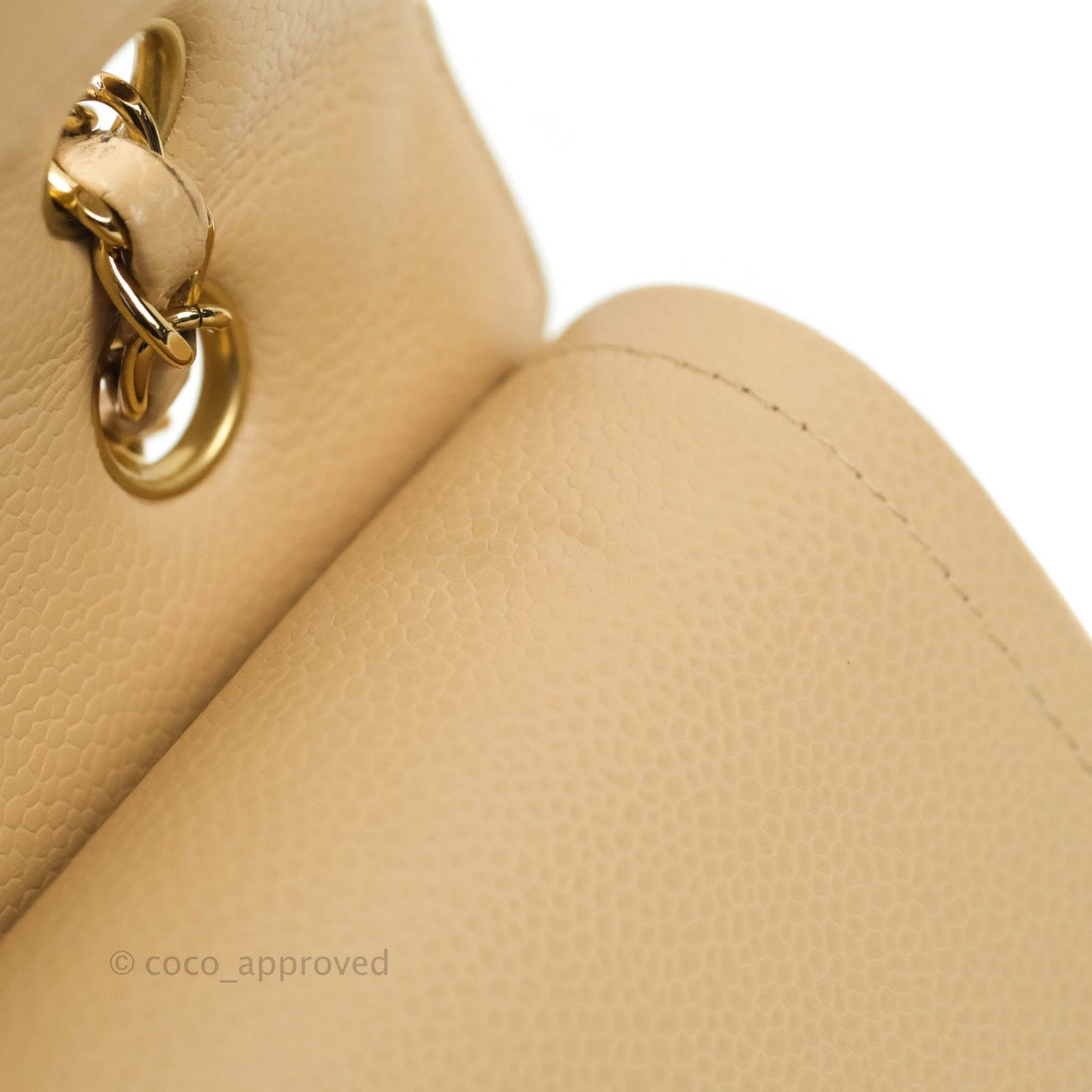 Chanel Classic M/L Medium Double Flap Beige Caviar Gold Hardware