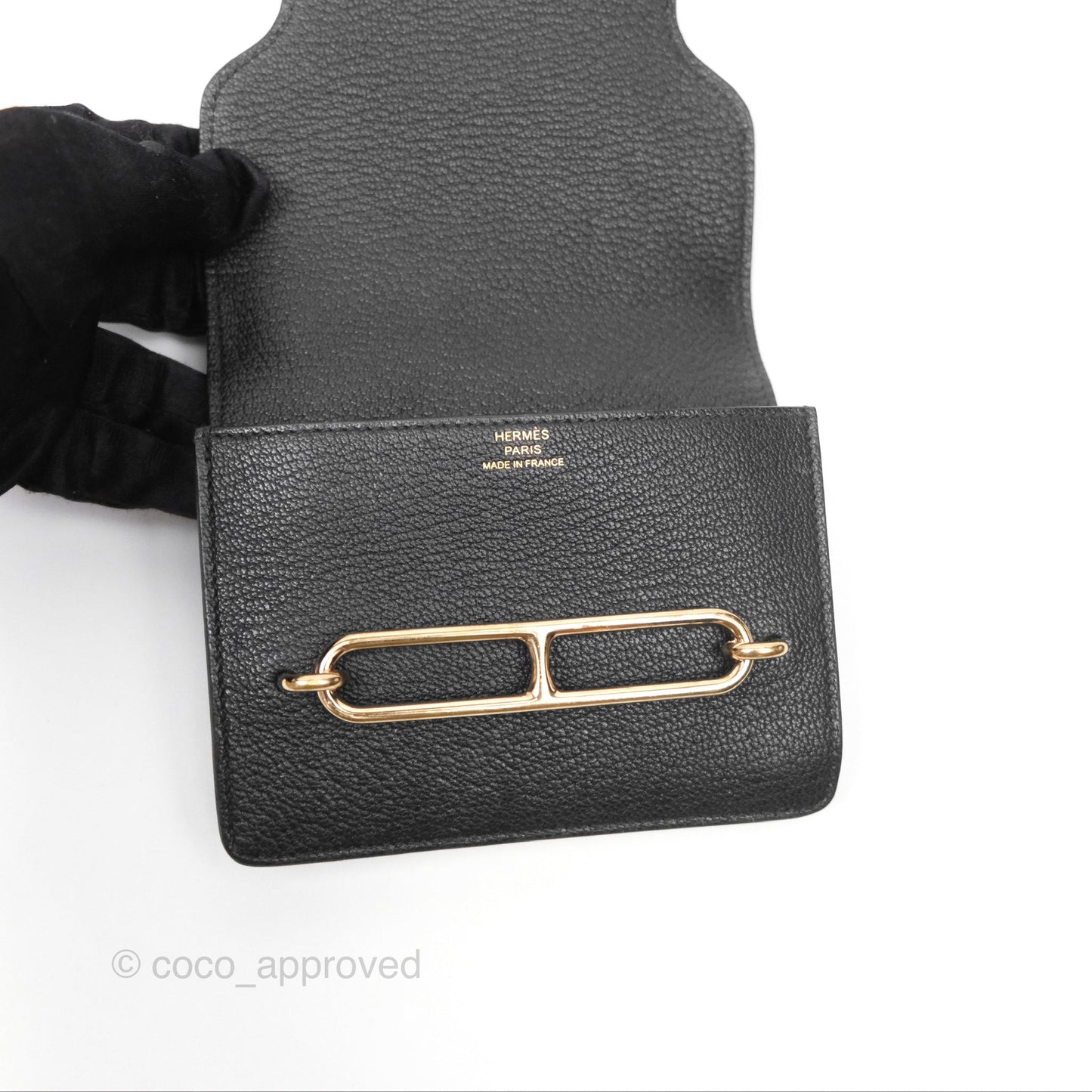 Hermès Roulis Slim Wallet Black Noir 89 Chevre Mysore Gold Hardware
