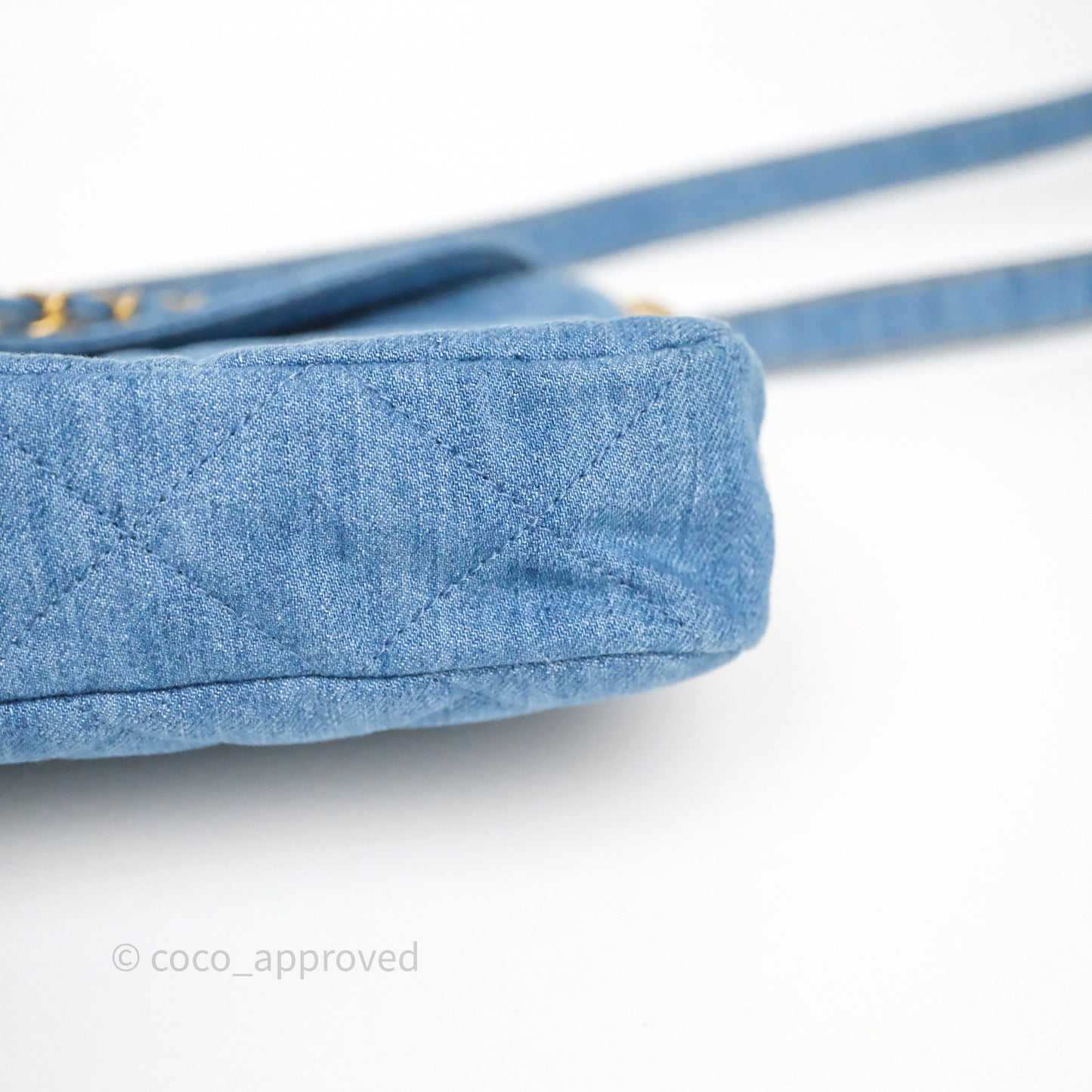 Chanel Double Pocket Hobo Bag Blue Denim Aged Gold Hardware
