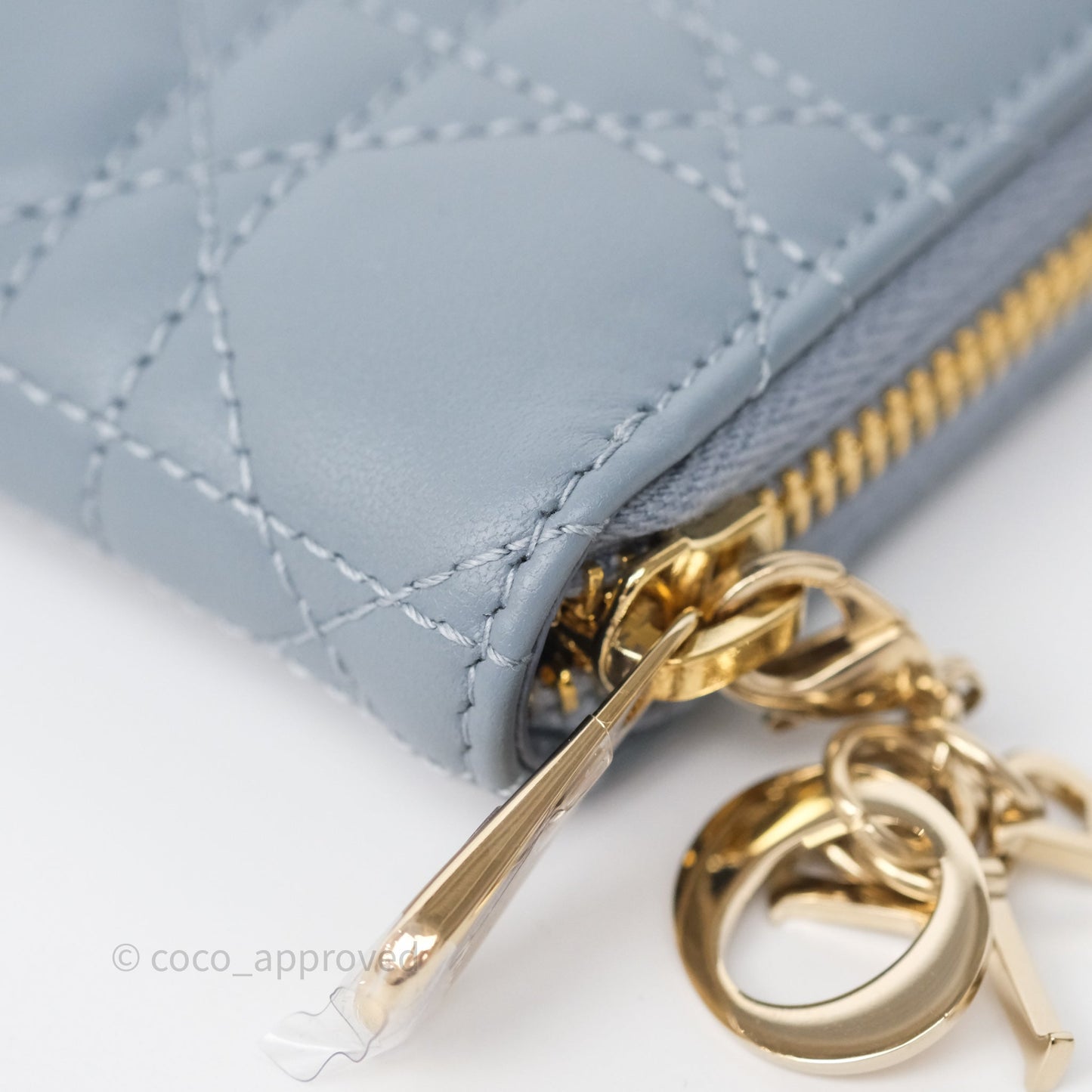 Dior Small Lady Dior Voyageur Coin Purse Cloud Blue Lambskin Cannage