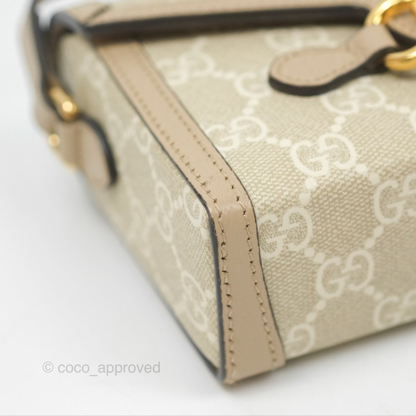 Gucci Horsebit 1955 Mini Bag Beige/White GG Supreme Canvas