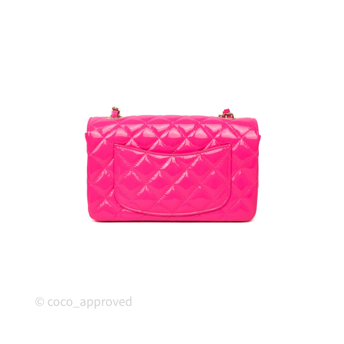 Chanel Quilted Mini Rectangular Flap Neo Pink Patent Gold Hardware